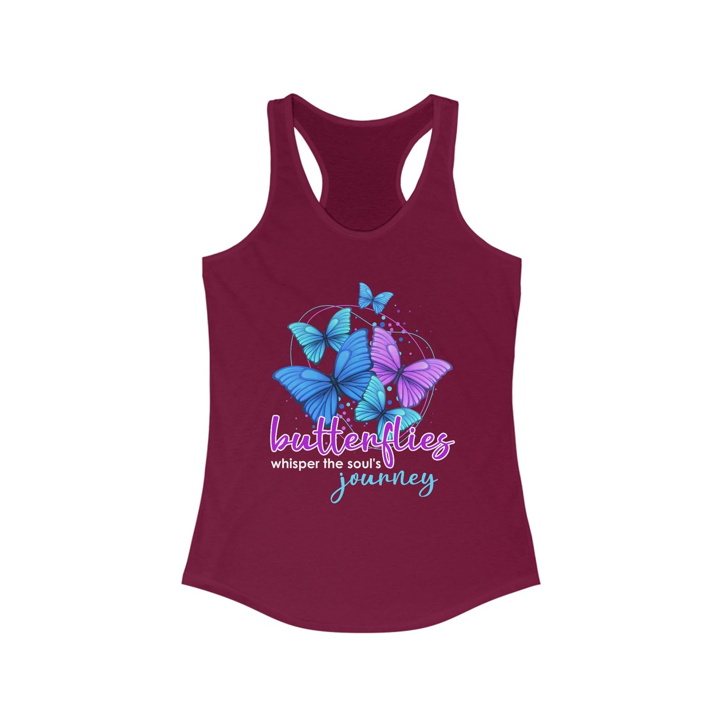 "Butterflies Whisper the Soul's Journey" Racerback Tank – Ethereal & Uplifting Women’s Top
