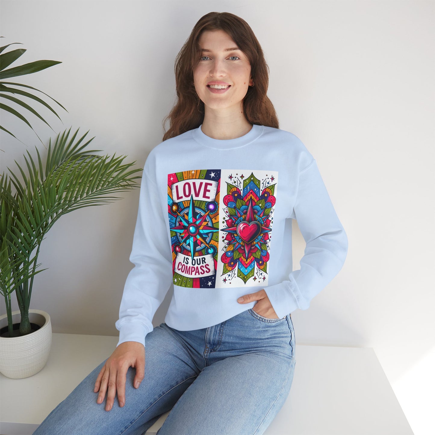 🧭Love Is Our Compass - Guided by the Heart Crewneck Sweatshirt