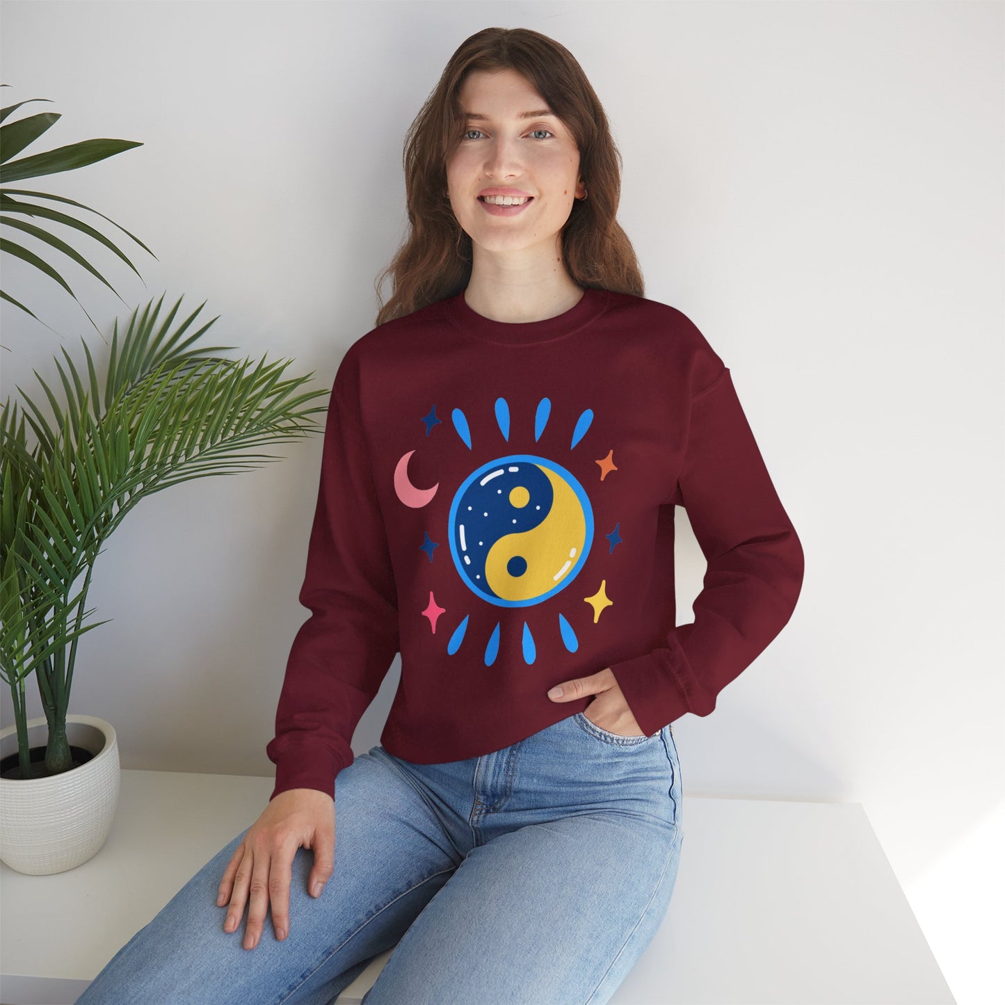 🌗Lunar Balance - Cosmic Flow Crewneck Sweatshirt