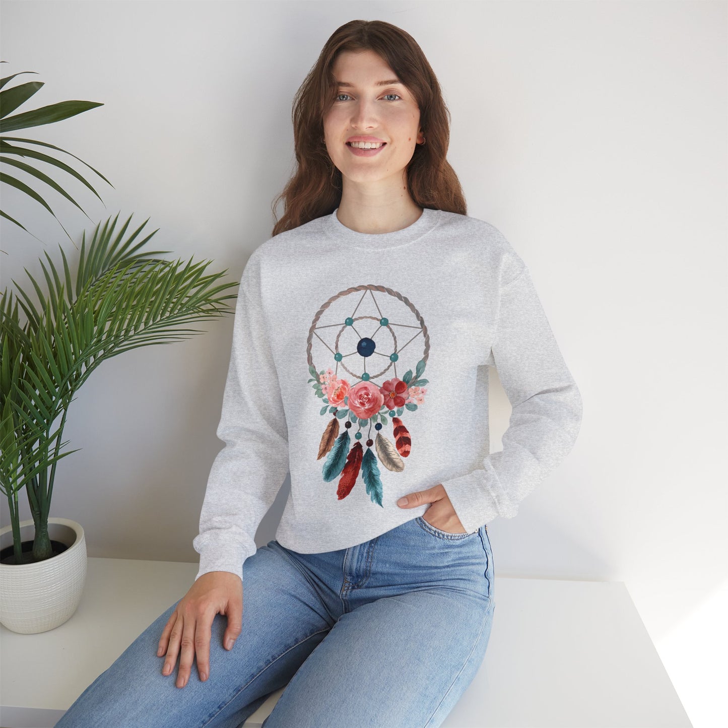 🌙Sacred Dreams - Dreamcatcher & Roses Sweatshirt