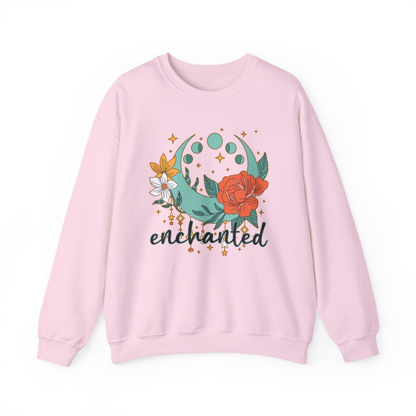 🌸🌙Enchanted — Moon Phases & Floral Comfort Crewneck Sweatshirt