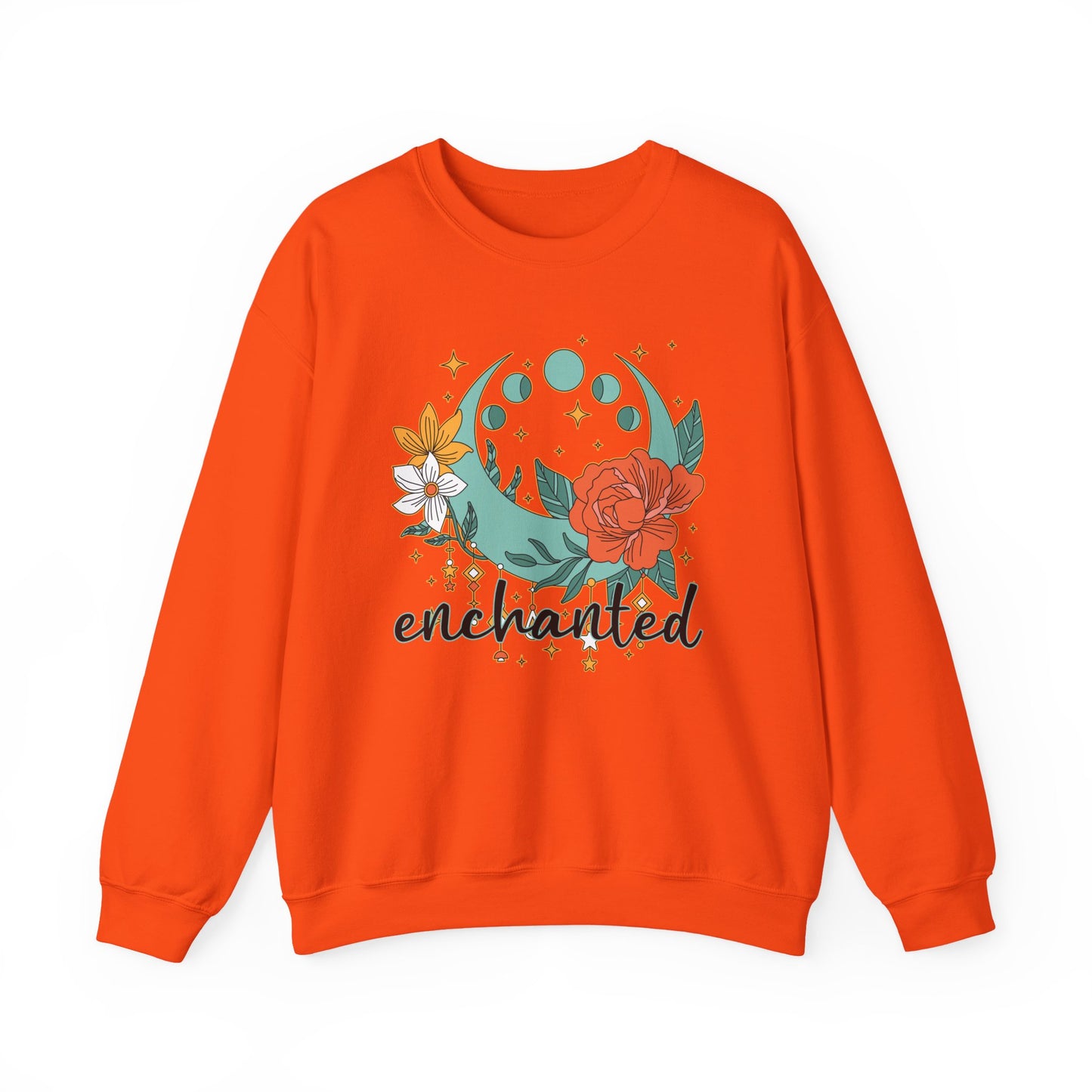 🌸🌙Enchanted — Moon Phases & Floral Comfort Crewneck Sweatshirt