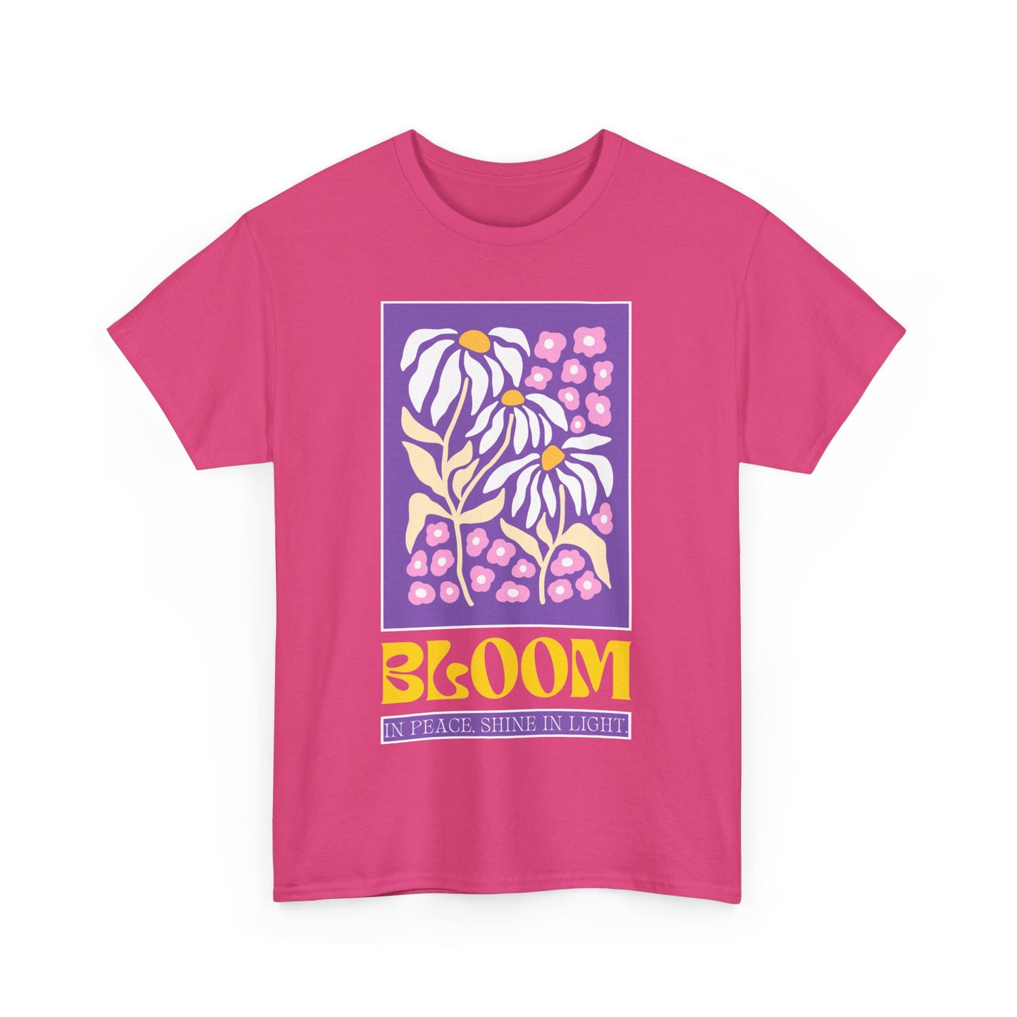 🌼Bloom in Peace, Shine in Light Heavy Cotton Tee - Floral Radiance with Soulful Intention