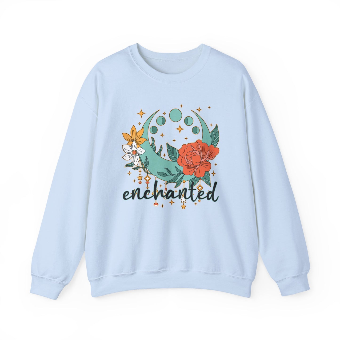 🌸🌙Enchanted — Moon Phases & Floral Comfort Crewneck Sweatshirt