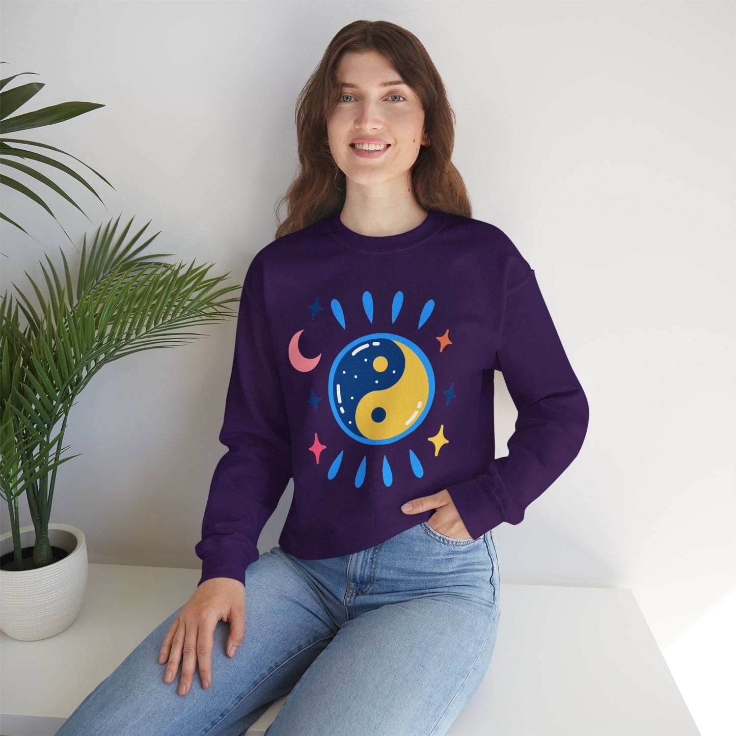 🌗Lunar Balance - Cosmic Flow Crewneck Sweatshirt