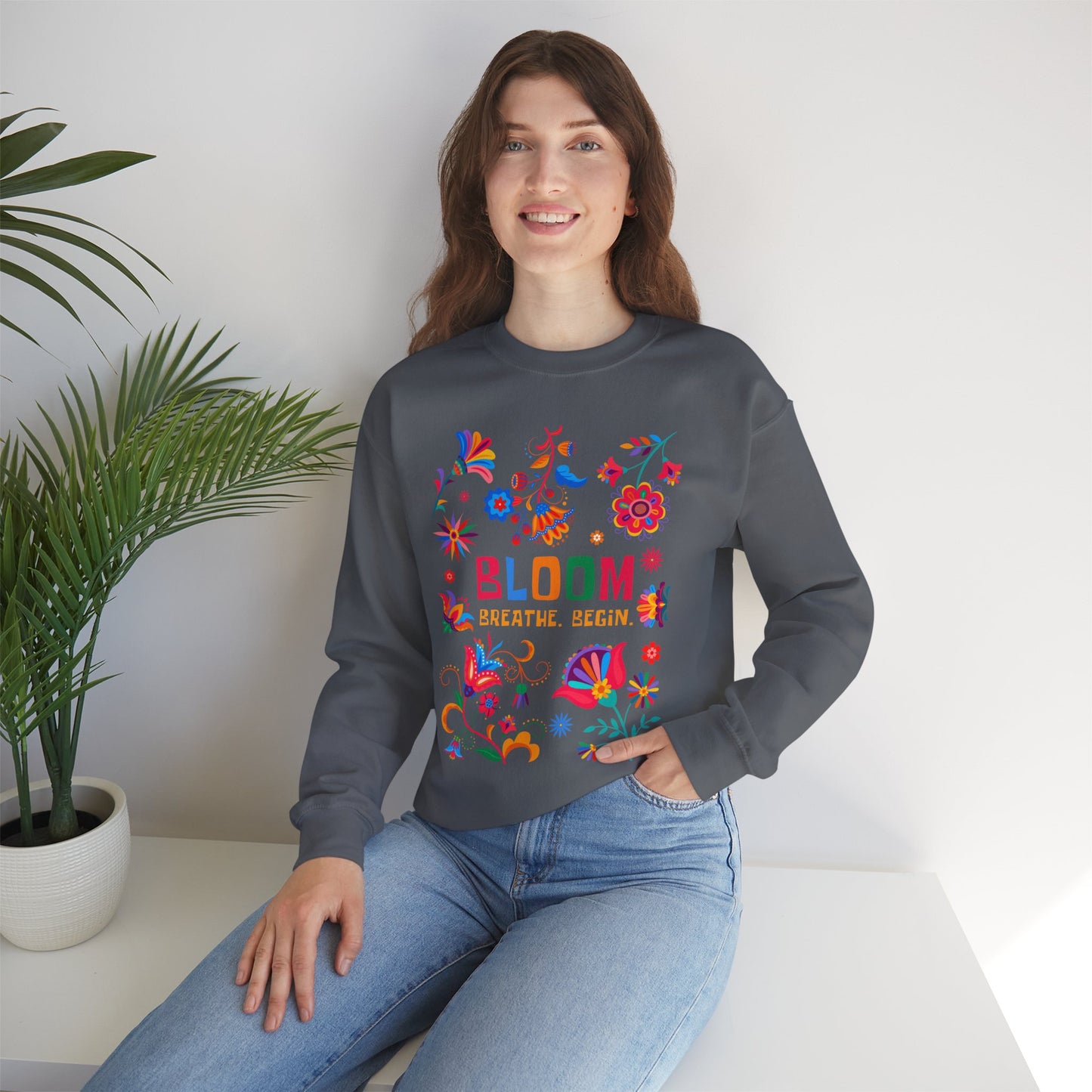 🌺Bloom. Breathe. Begin. Crewneck Sweatshirt