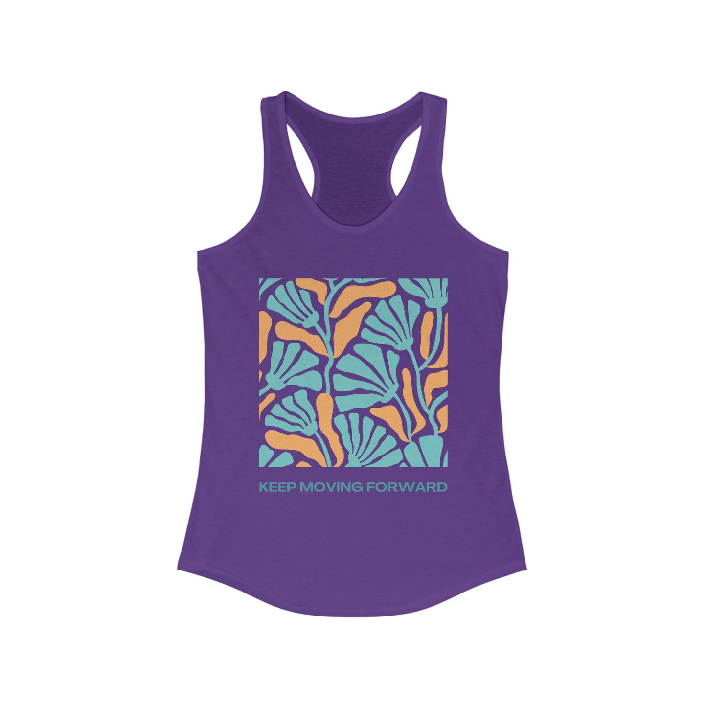 "Keep Moving Forward" - Floral Women’s Racerback Tank - Fuel Your Flow