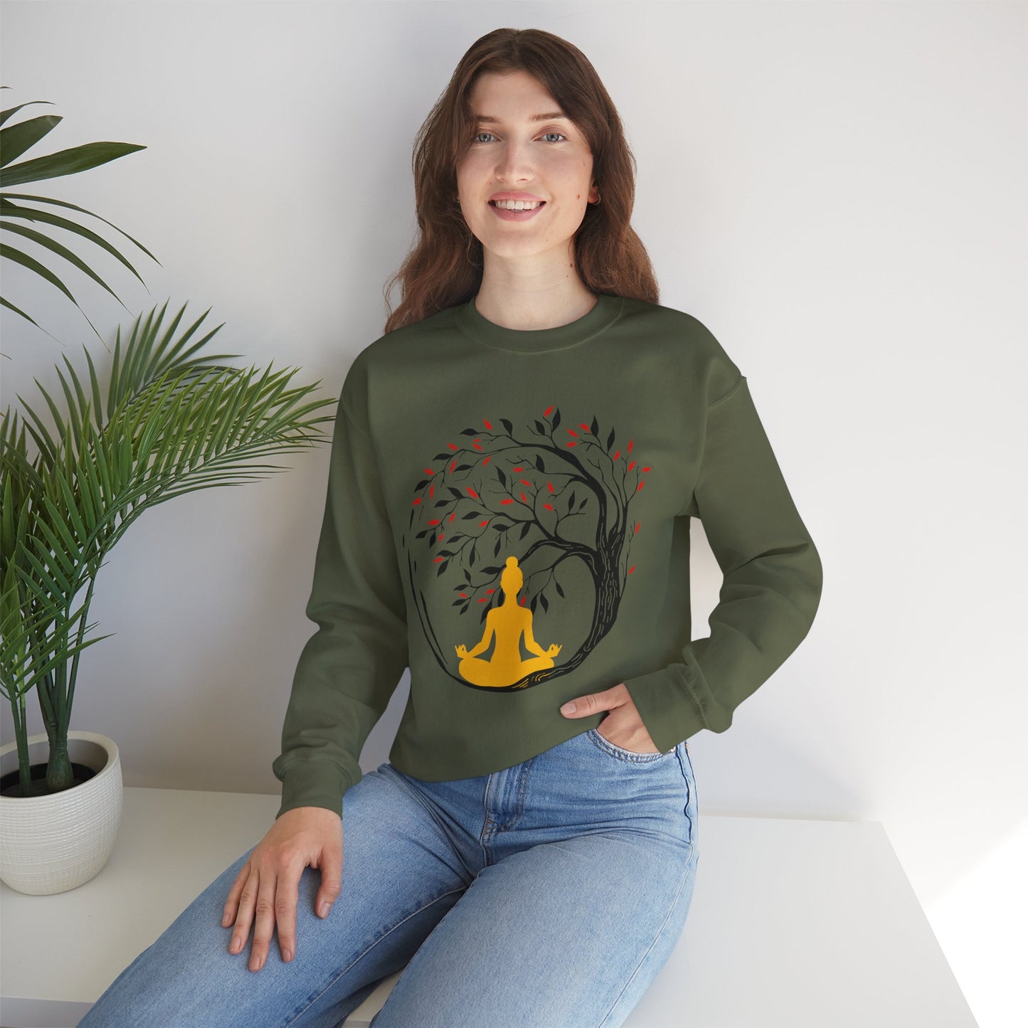 🌿Rooted in Stillness - The Tree, The Self, The Moment - Crewneck Sweatshirt