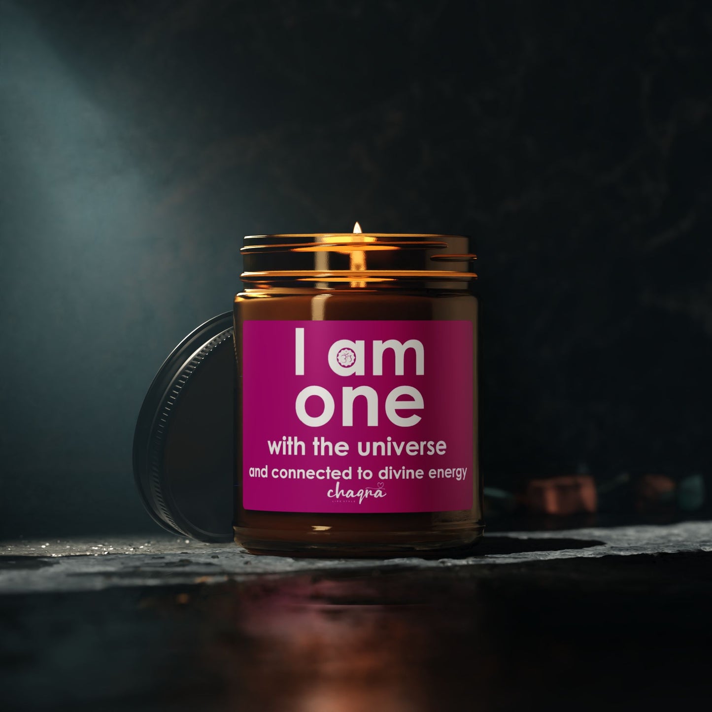 CROWN CHAQRA Affirmation Candle 9oz. - "I am one with the universe and connected to divine energy" - Scented Soy Candle
