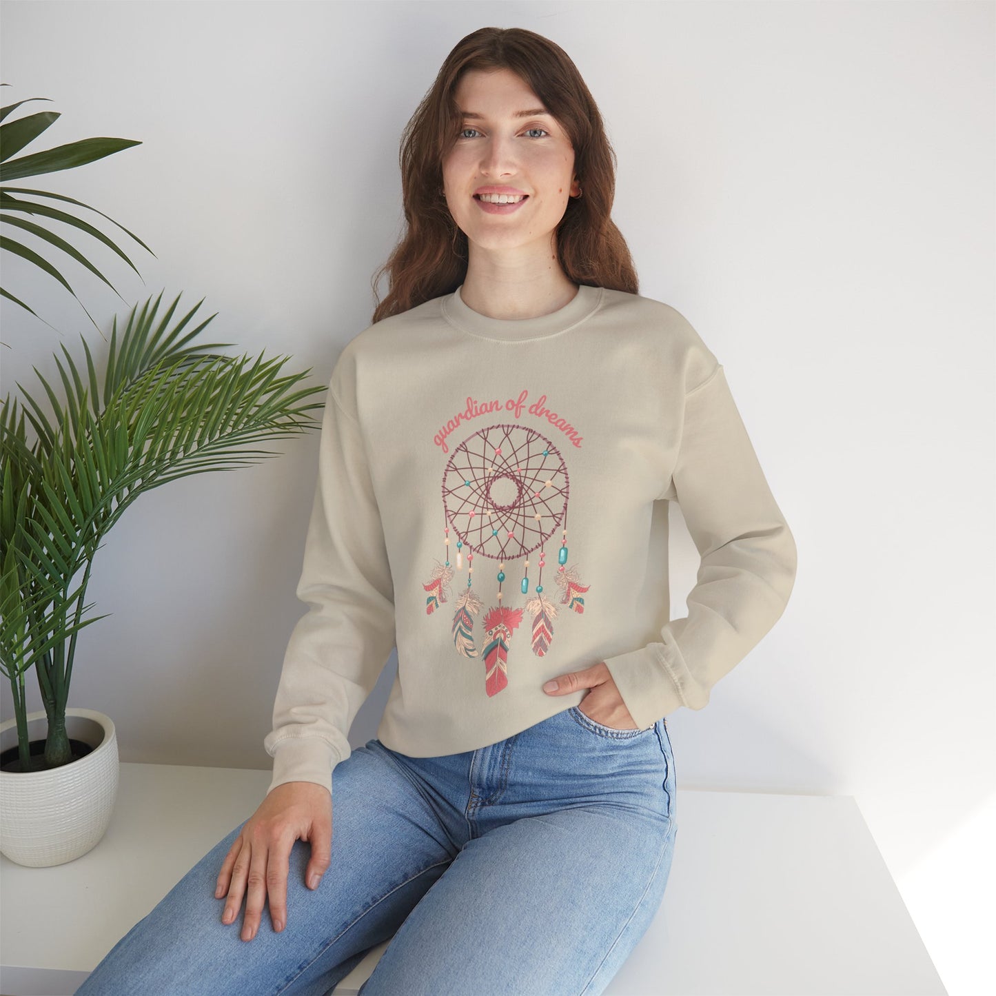 Guardian of Dreams 🌸✨ Boho Dreamcatcher Crewneck Sweatshirt
