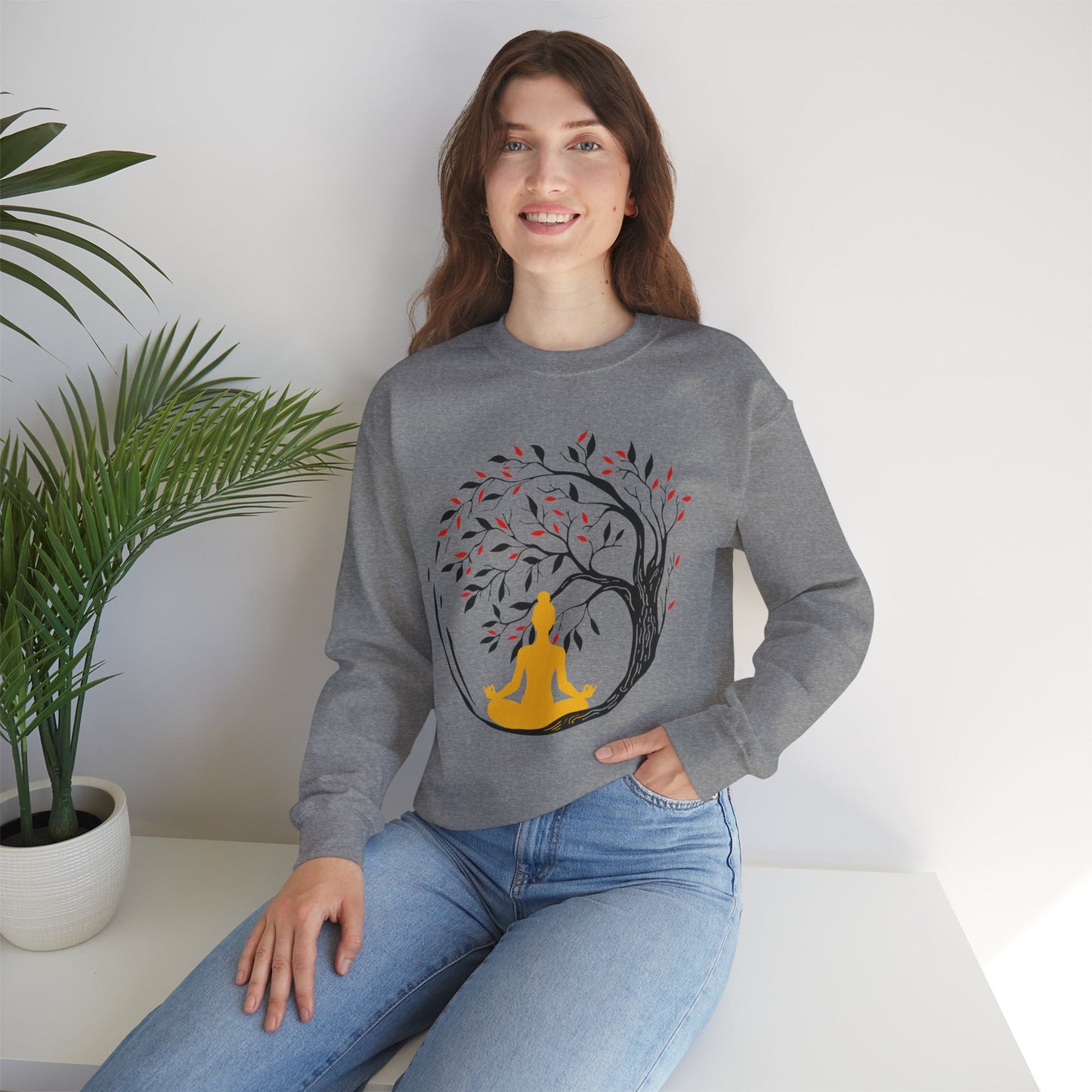 🌿Rooted in Stillness - The Tree, The Self, The Moment - Crewneck Sweatshirt