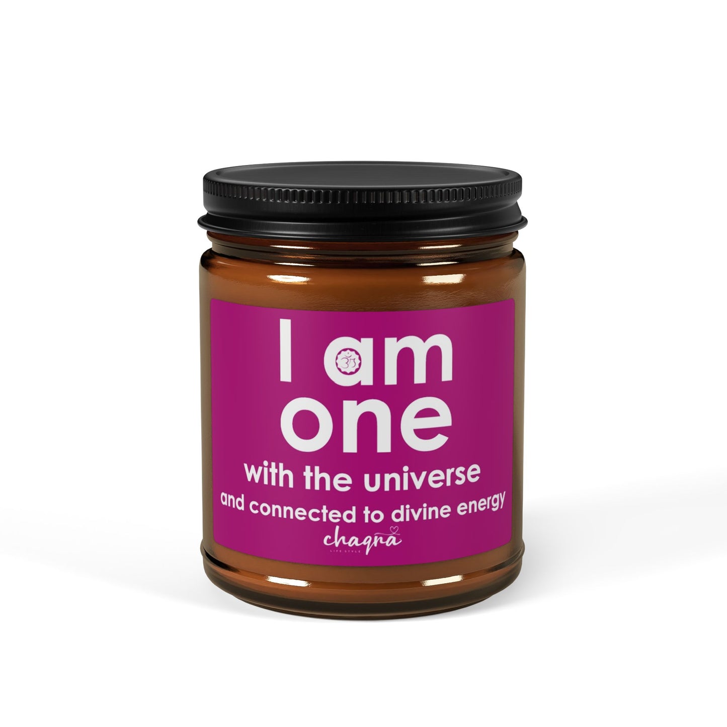 CROWN CHAQRA Affirmation Candle 9oz. - "I am one with the universe and connected to divine energy" - Scented Soy Candle