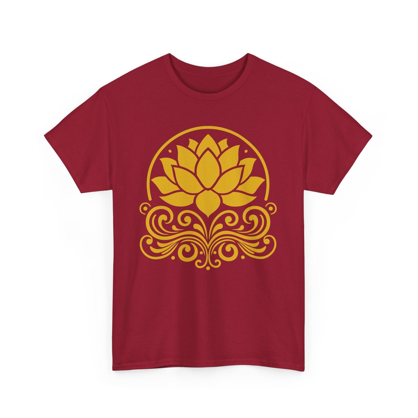 Golden Lotus Heavy Cotton Tee - Bloom in Radiance, Rooted in Light