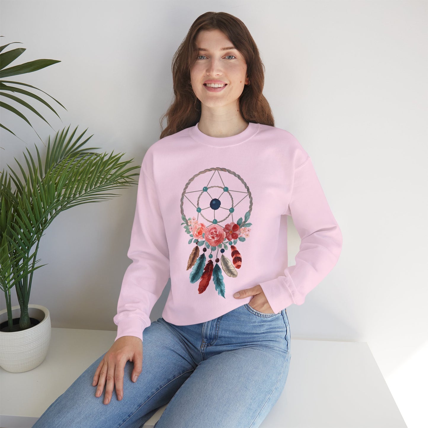 🌙Sacred Dreams - Dreamcatcher & Roses Sweatshirt