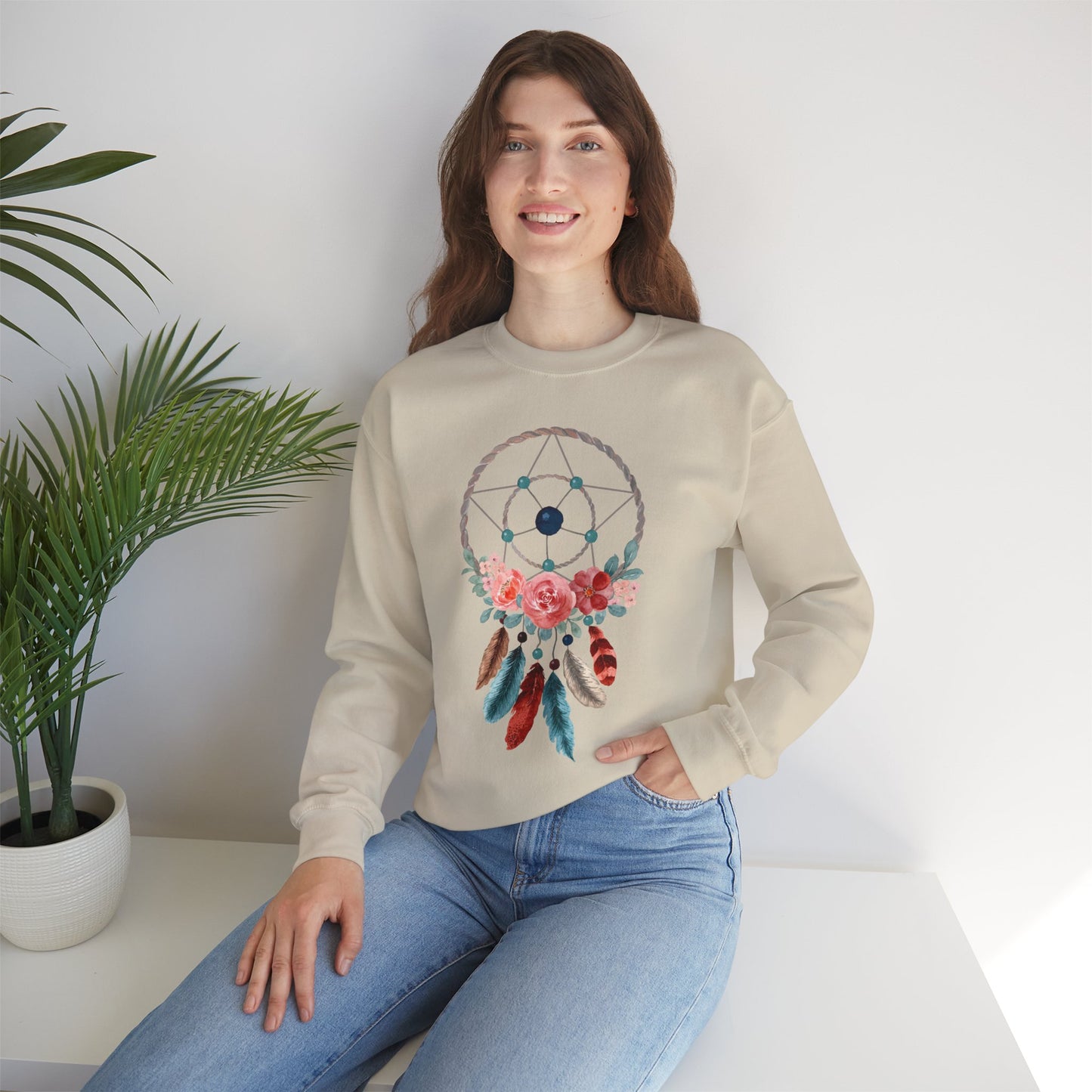 🌙Sacred Dreams - Dreamcatcher & Roses Sweatshirt