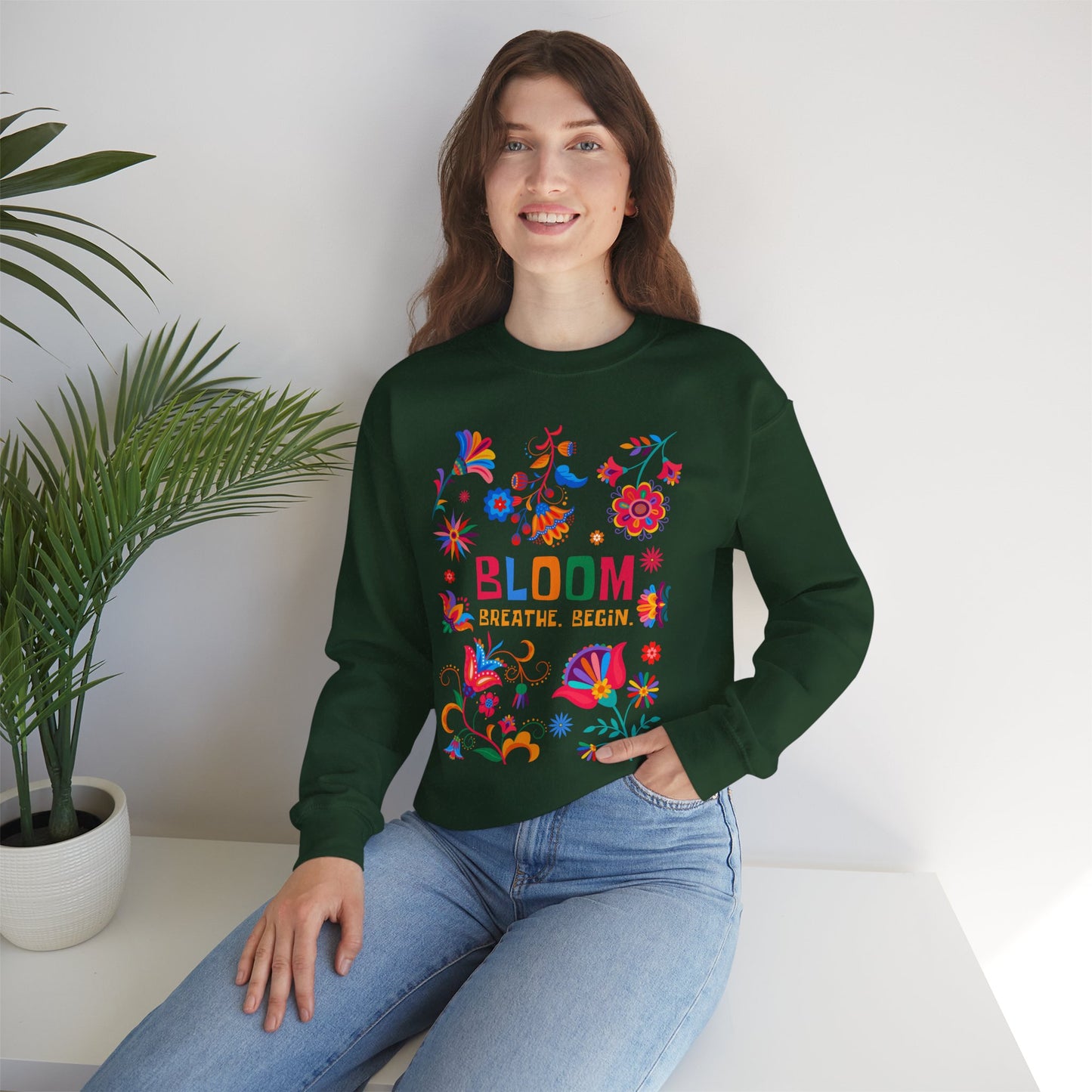 🌺Bloom. Breathe. Begin. Crewneck Sweatshirt