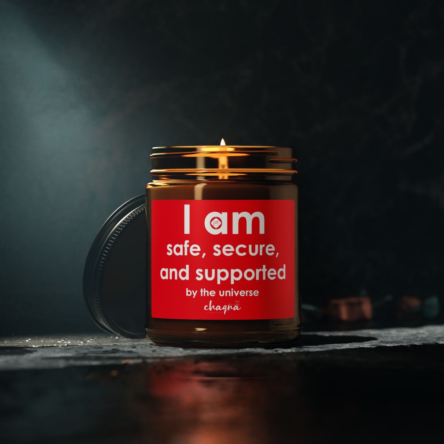 ROOT CHAQRA Affirmation Candle 9oz.- "I Am Safe, Secure, and Supported" - Scented Soy Candle