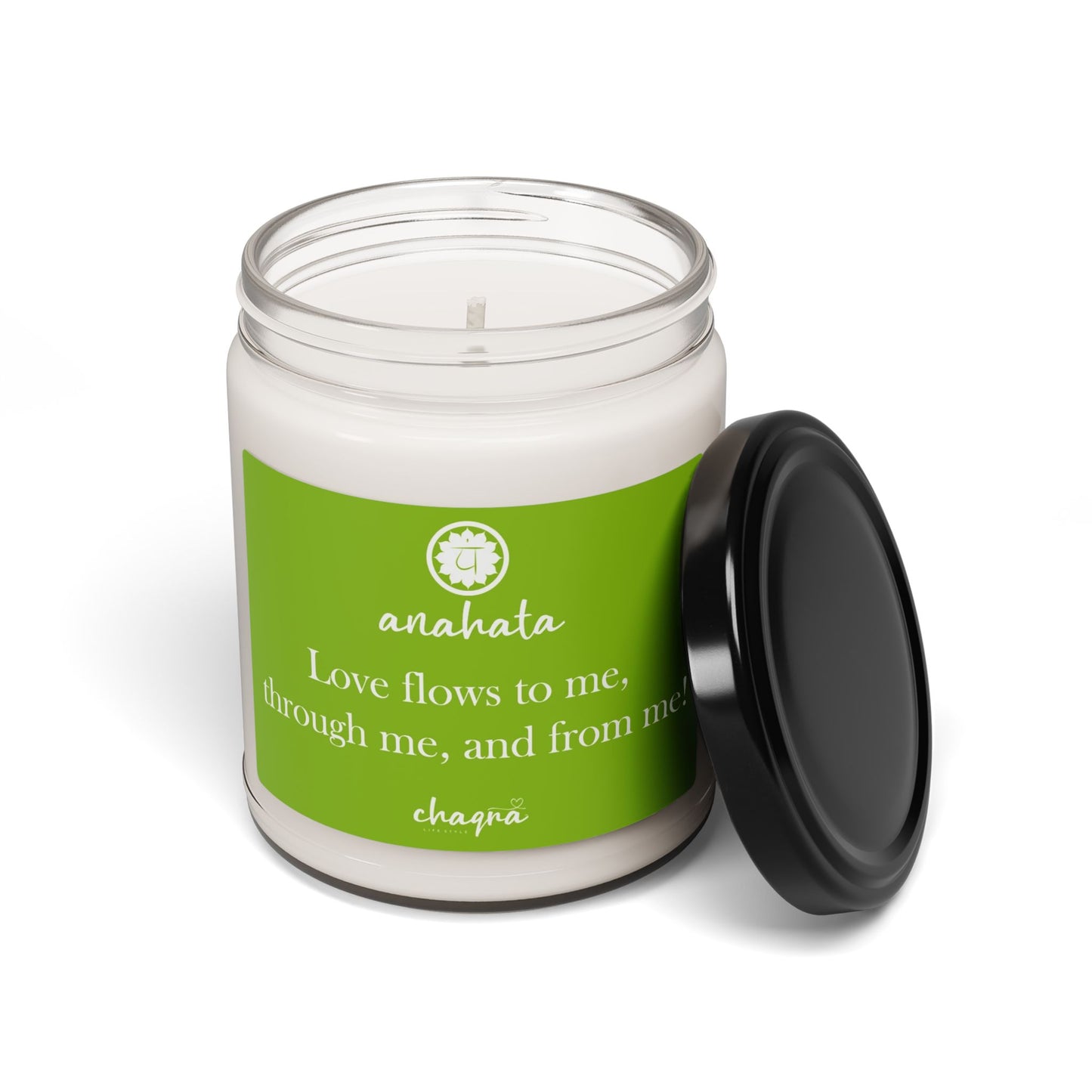 Anahata CHAQRA Affirmation Candle 9oz. - "Love flows to me, through me, and from me!" - Scented Soy Candle