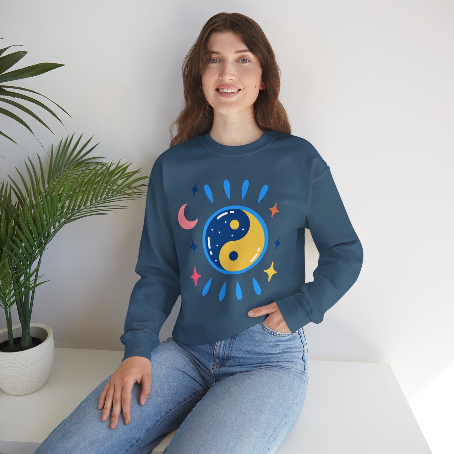 🌗Lunar Balance - Cosmic Flow Crewneck Sweatshirt