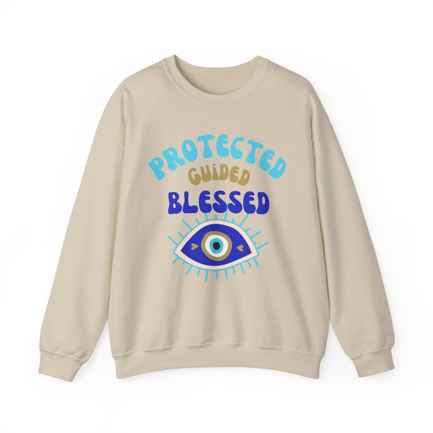 🧿Protected, Guided, Blessed - Wrapped in Light, Watched by the Eye - Crewneck Sweatshirt