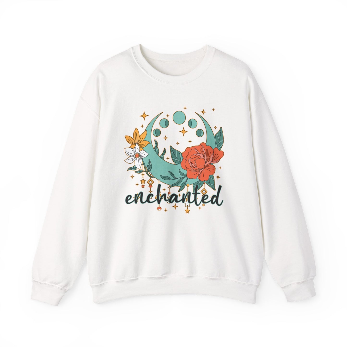 🌸🌙Enchanted — Moon Phases & Floral Comfort Crewneck Sweatshirt