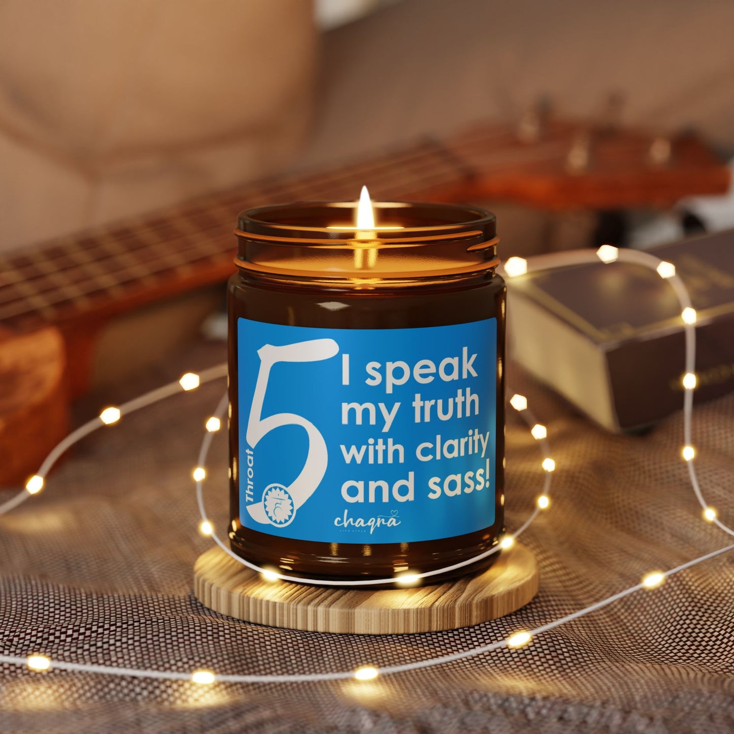 THROAT CHAQRA Affirmation Candle 9oz. - "I speak my truth with clarity and sass!" - Scented Soy Candle