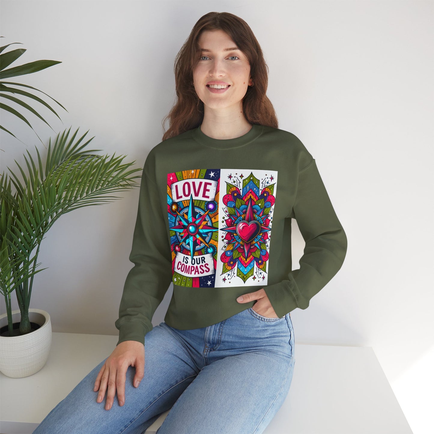 🧭Love Is Our Compass - Guided by the Heart Crewneck Sweatshirt