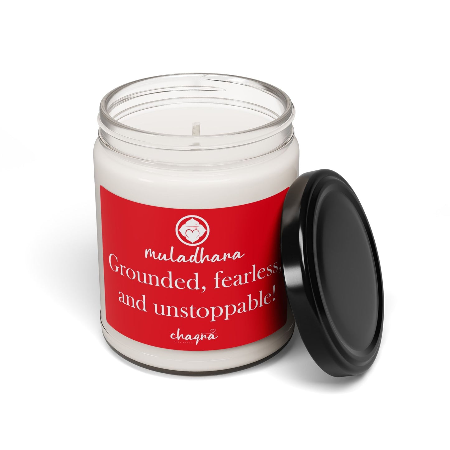 Muladhara CHAQRA Affirmation Candle 9oz. - "Grounded, fearless, and unstoppable!" - Scented Soy Candle