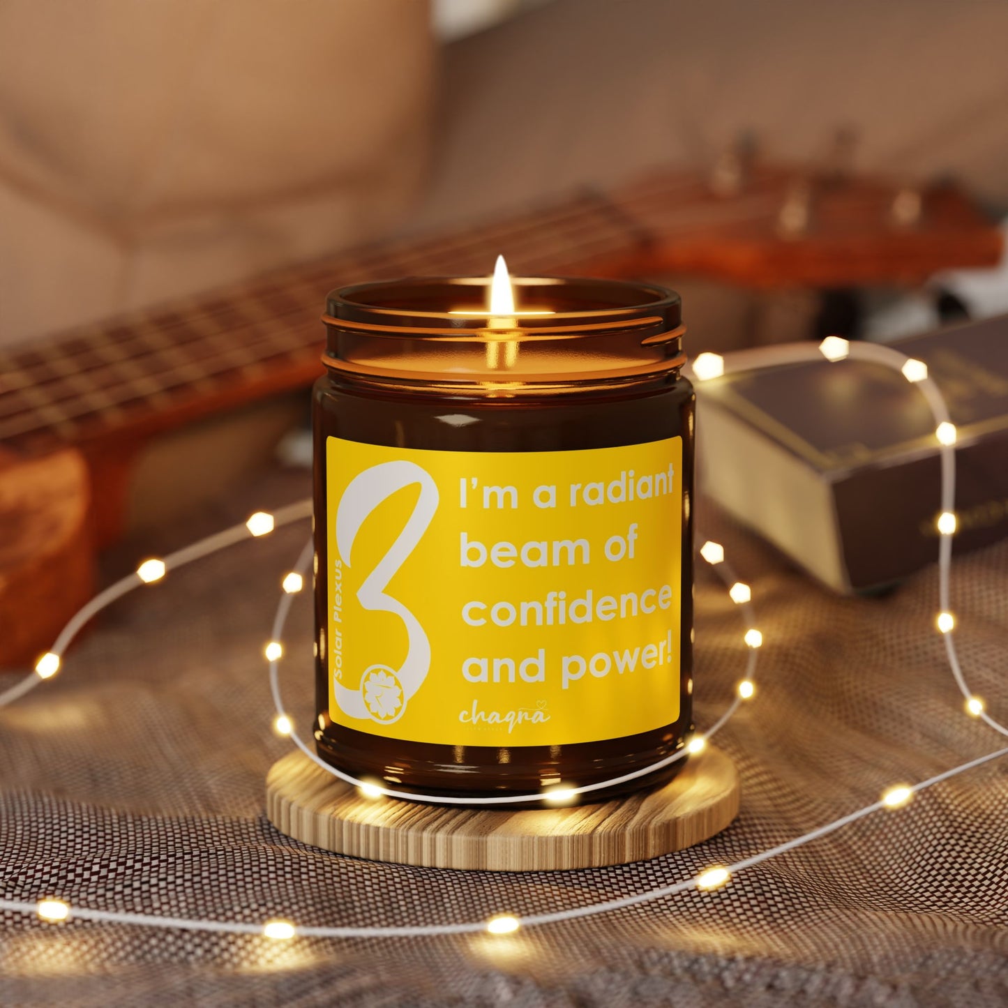 SOLAR PLEXUS CHAQRA Affirmation Candle 9oz. - "I’m a radiant beam of confidence and power!"- Scented Soy Candle