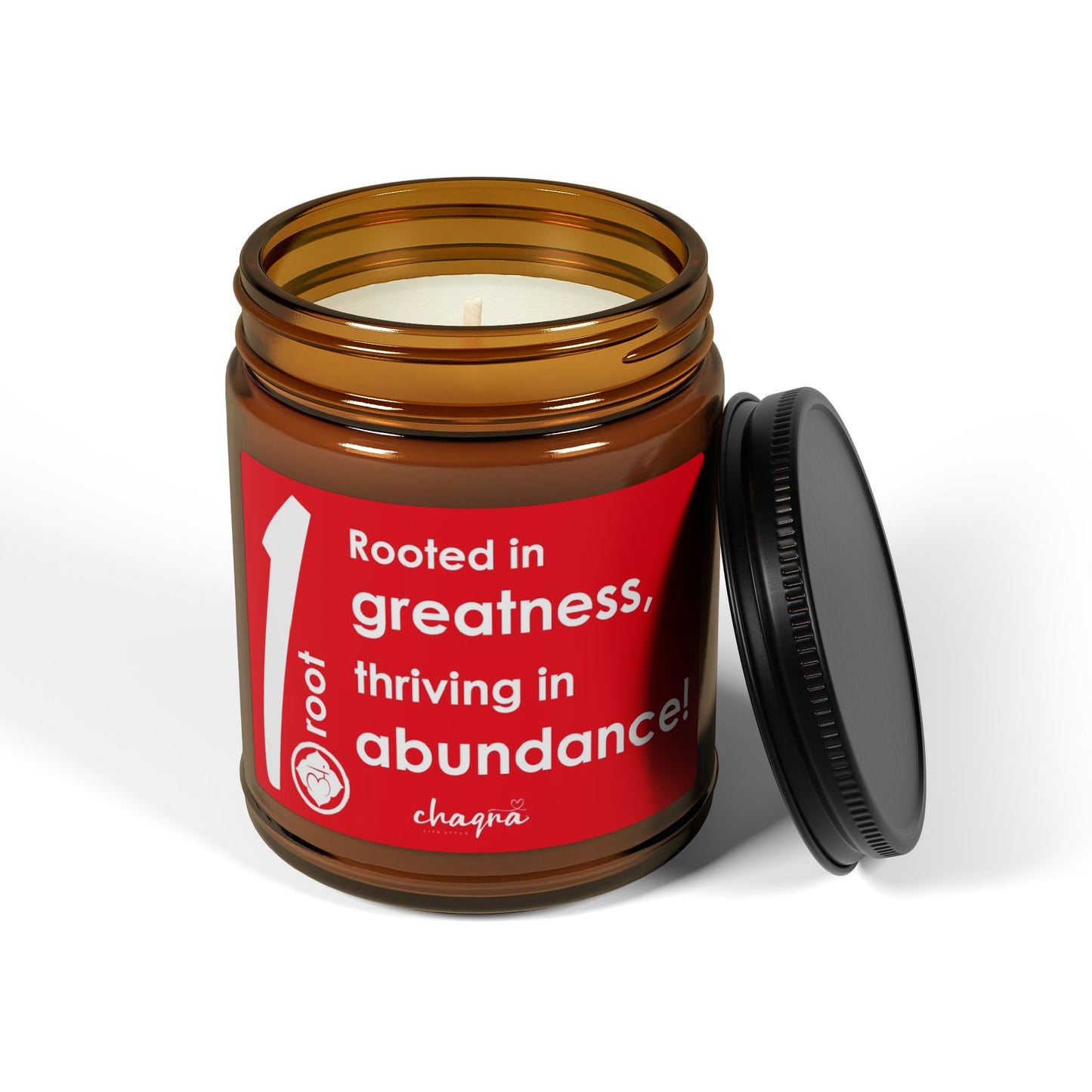 ROOT CHAQRA Affirmation Candle 9oz.- "Rooted in greatness, thriving in abundance!" - Scented Soy Candle