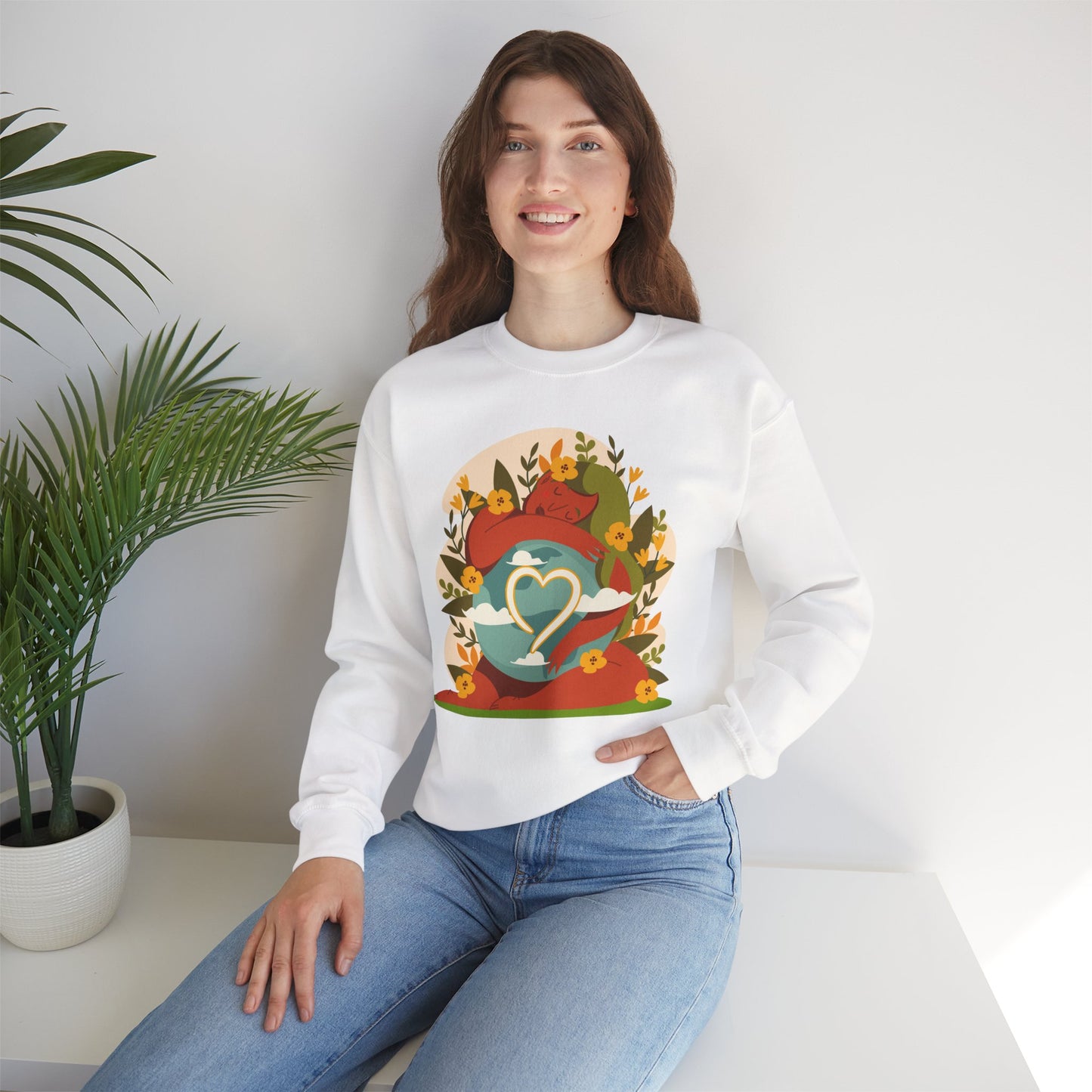 🌸She Who Holds the World - Mother Earth Embrace Sweatshirt