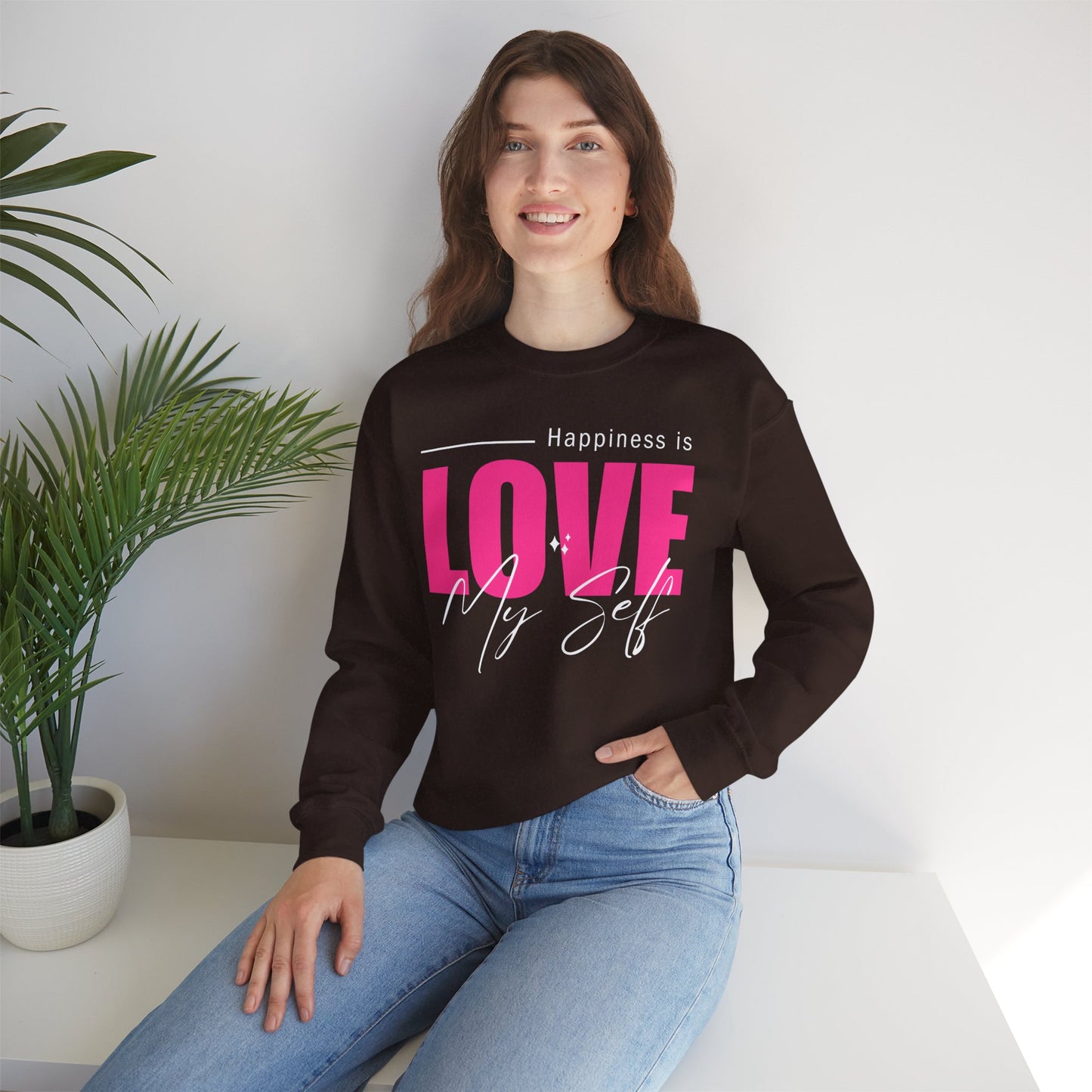 💖Happiness Is… Loving Myself - A Crewneck Sweatshirt for Self-Love Days