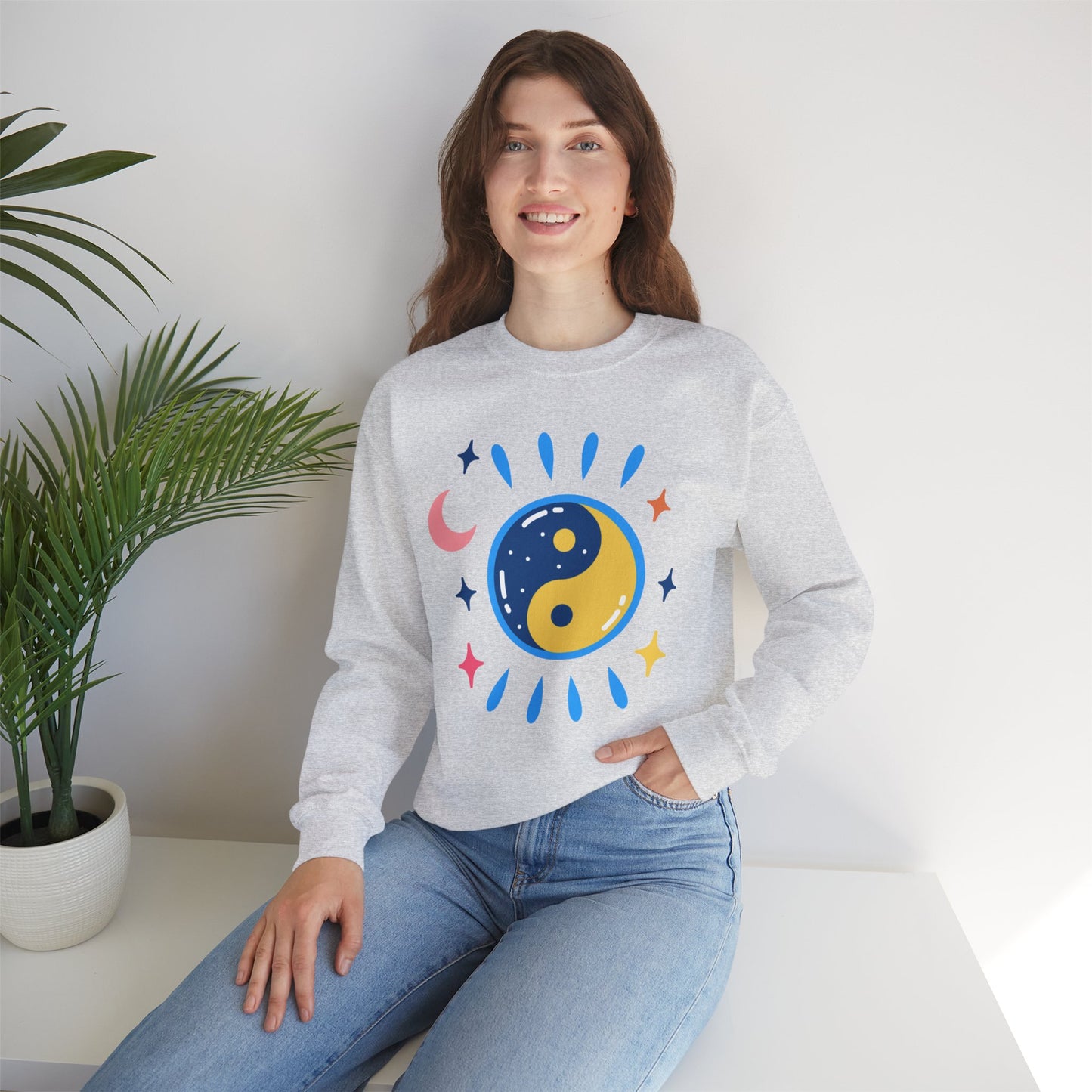 🌗Lunar Balance - Cosmic Flow Crewneck Sweatshirt
