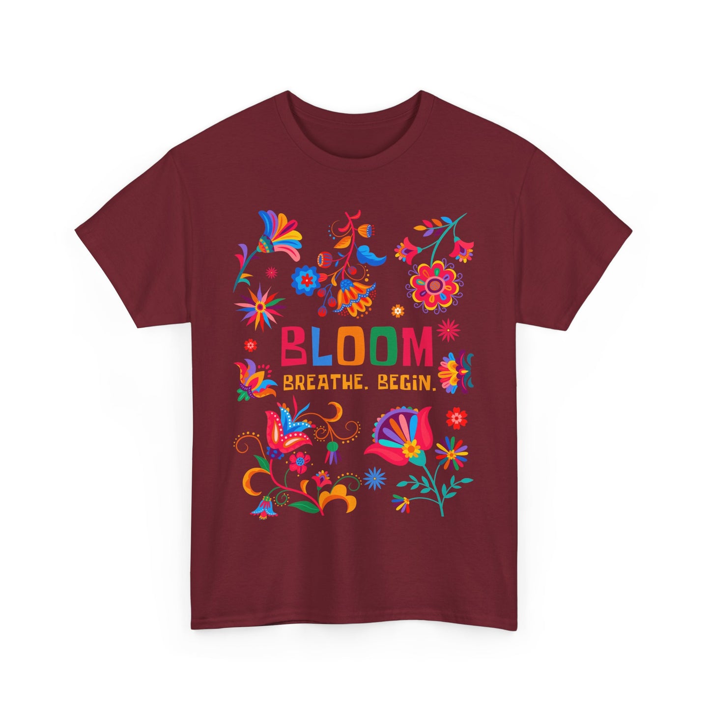 "Bloom. Breathe. Begin." Heavy Cotton Tee - A Fresh Start in Every Thread