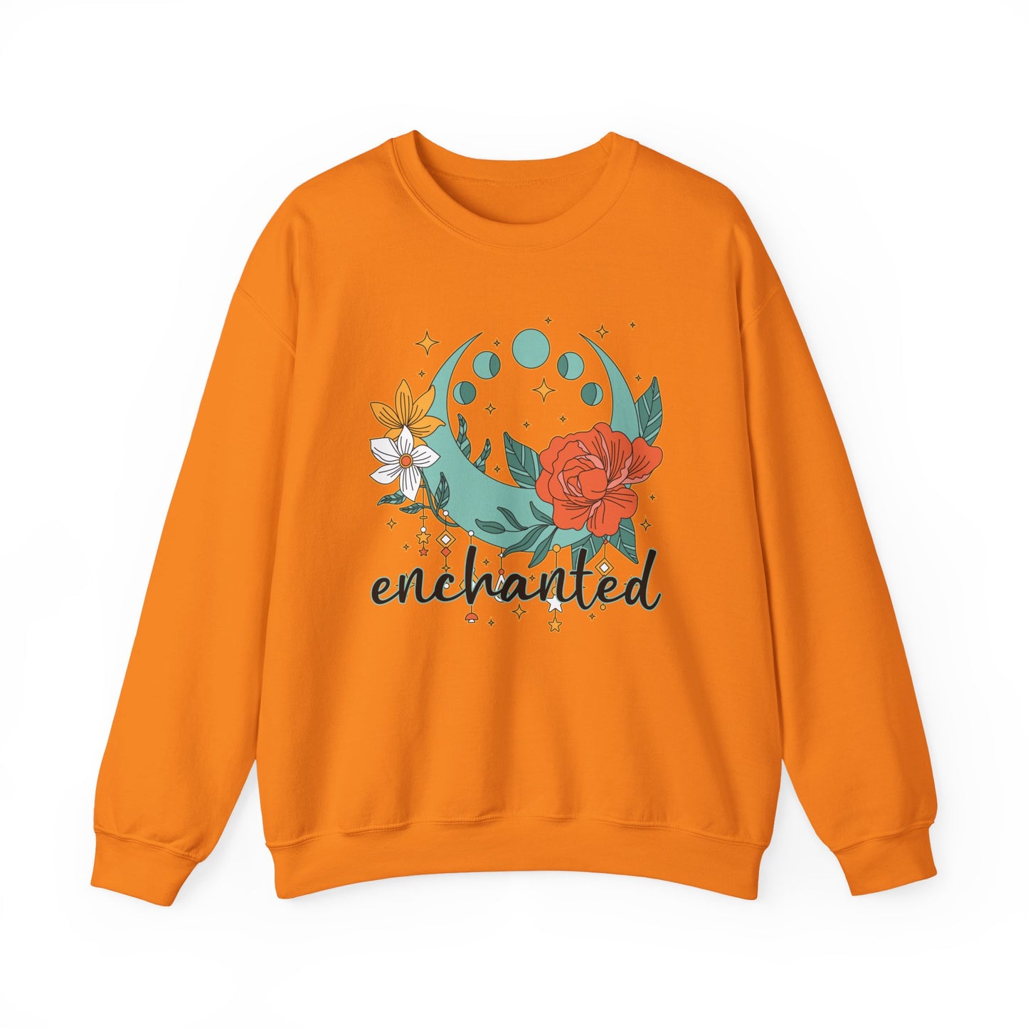 🌸🌙Enchanted — Moon Phases & Floral Comfort Crewneck Sweatshirt