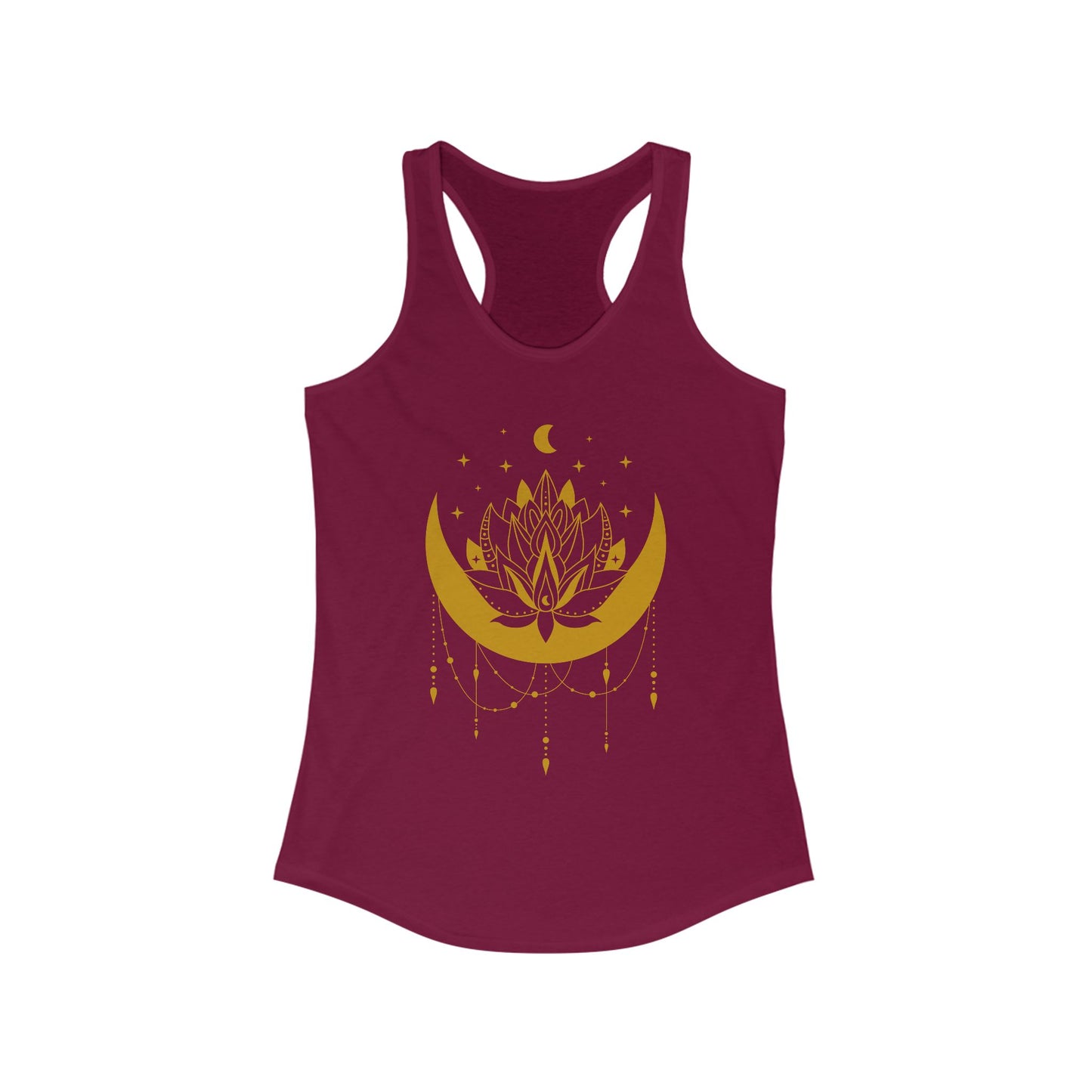 “Celestial Calm” - Gold New Moon Mandala Racerback Tank