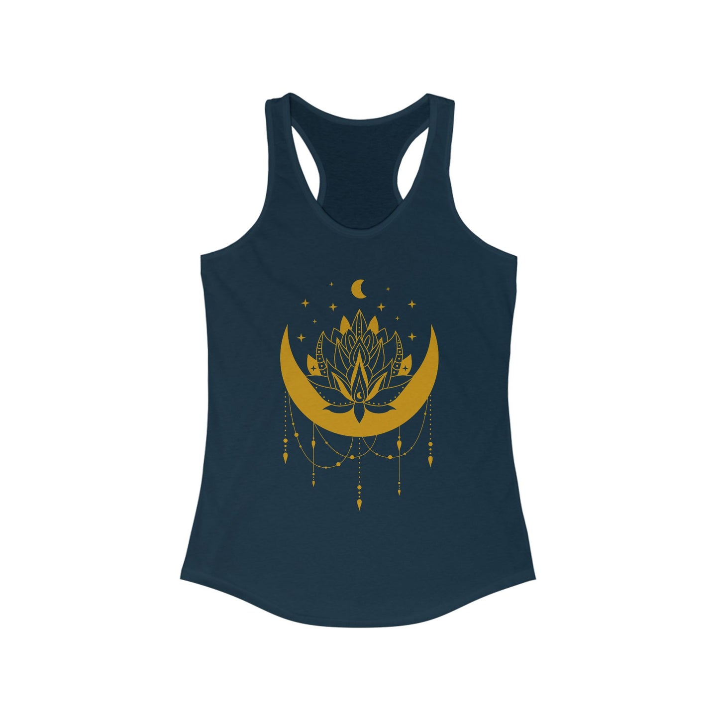 “Celestial Calm” - Gold New Moon Mandala Racerback Tank