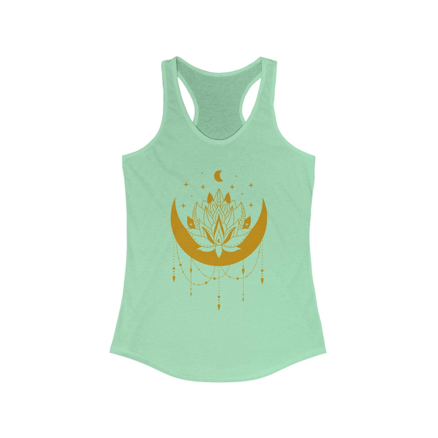 “Celestial Calm” - Gold New Moon Mandala Racerback Tank