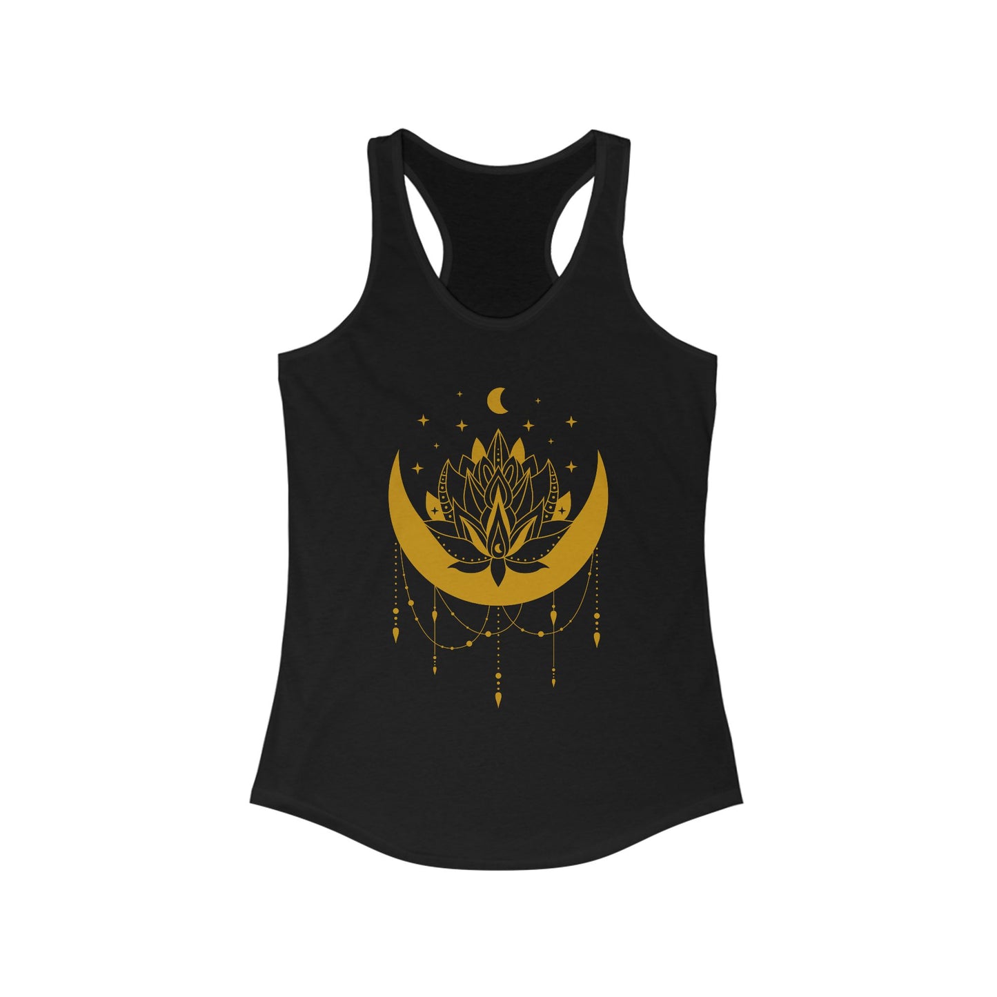 “Celestial Calm” - Gold New Moon Mandala Racerback Tank