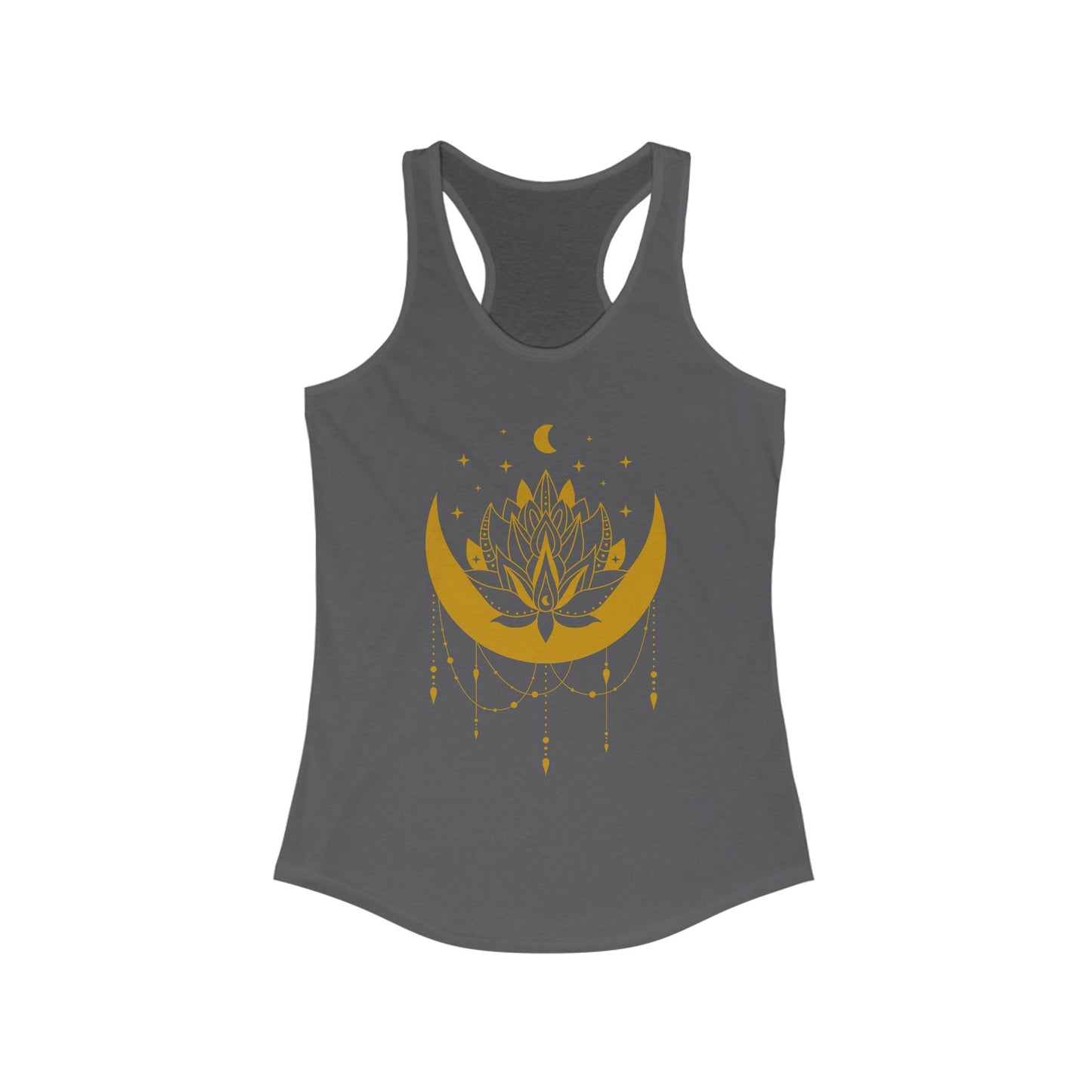 “Celestial Calm” - Gold New Moon Mandala Racerback Tank