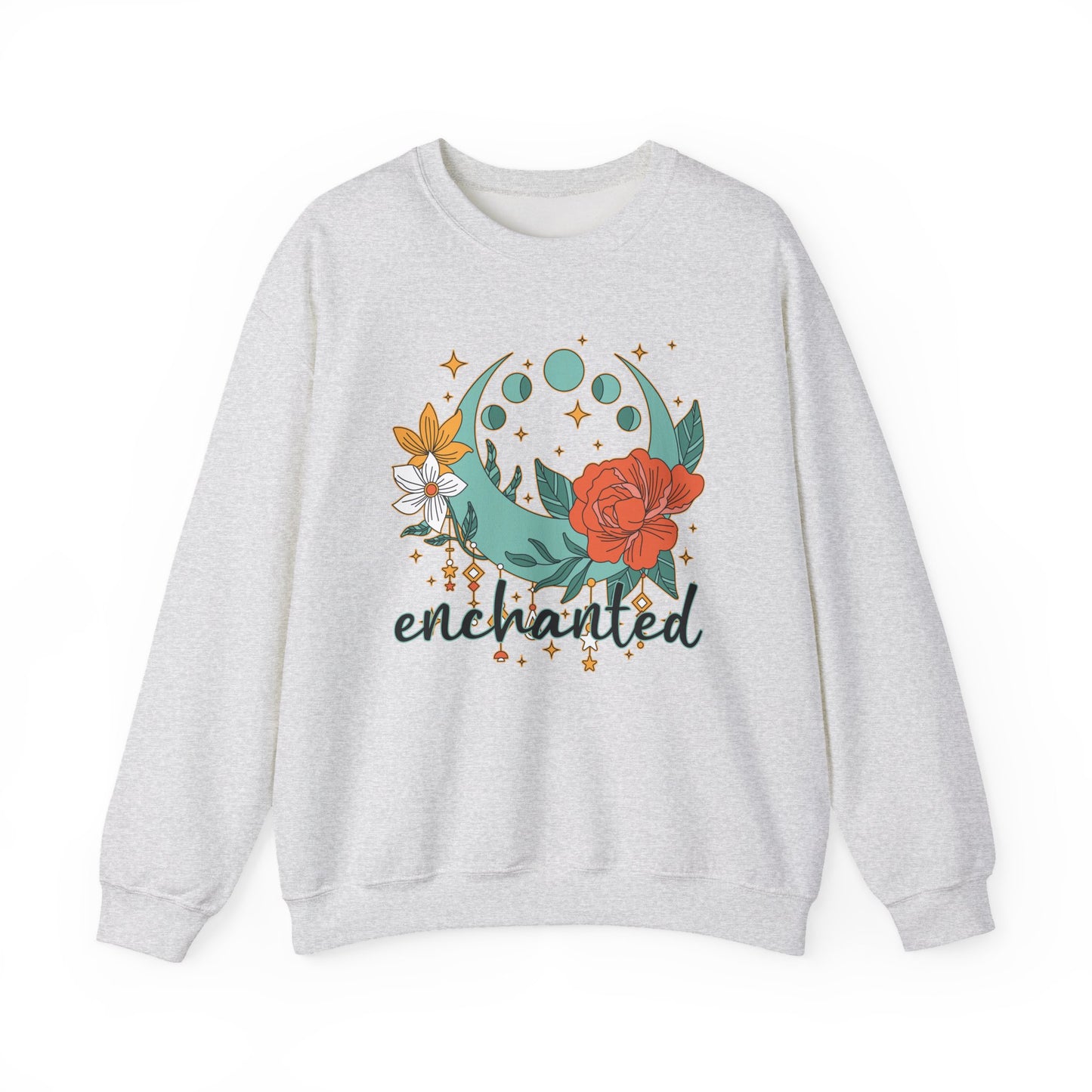 🌸🌙Enchanted — Moon Phases & Floral Comfort Crewneck Sweatshirt