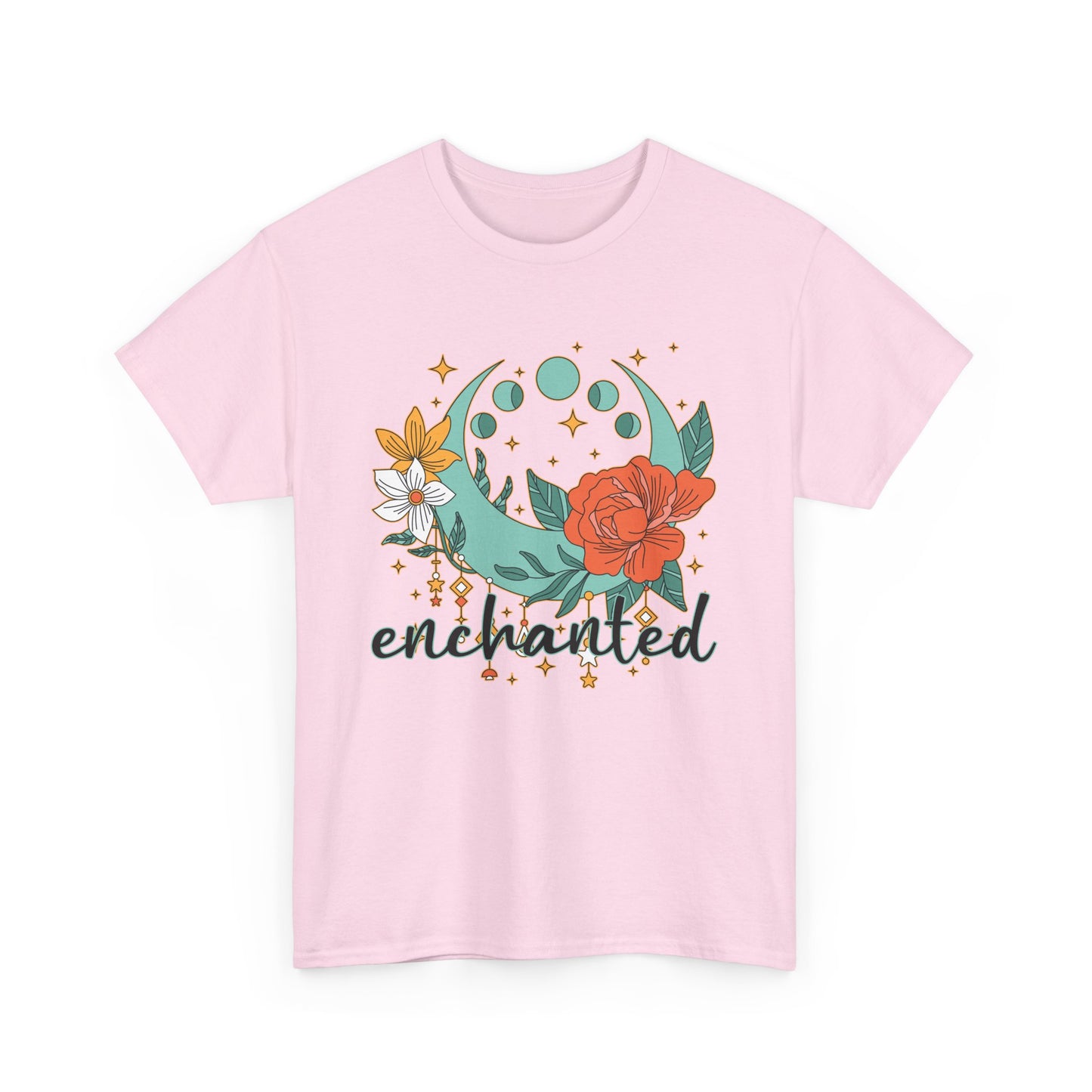 Enchanted Moon Phases Heavy Cotton Tee - Boho Magic in Motion