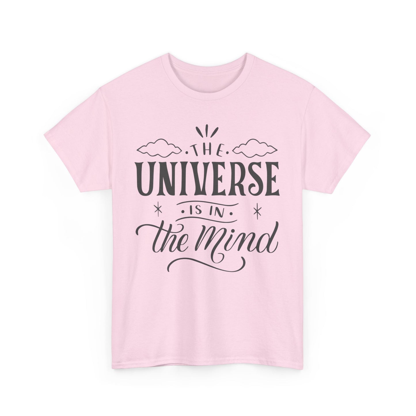 “The Universe Is in the Mind” Cosmic Quote Heavy Cotton Tee