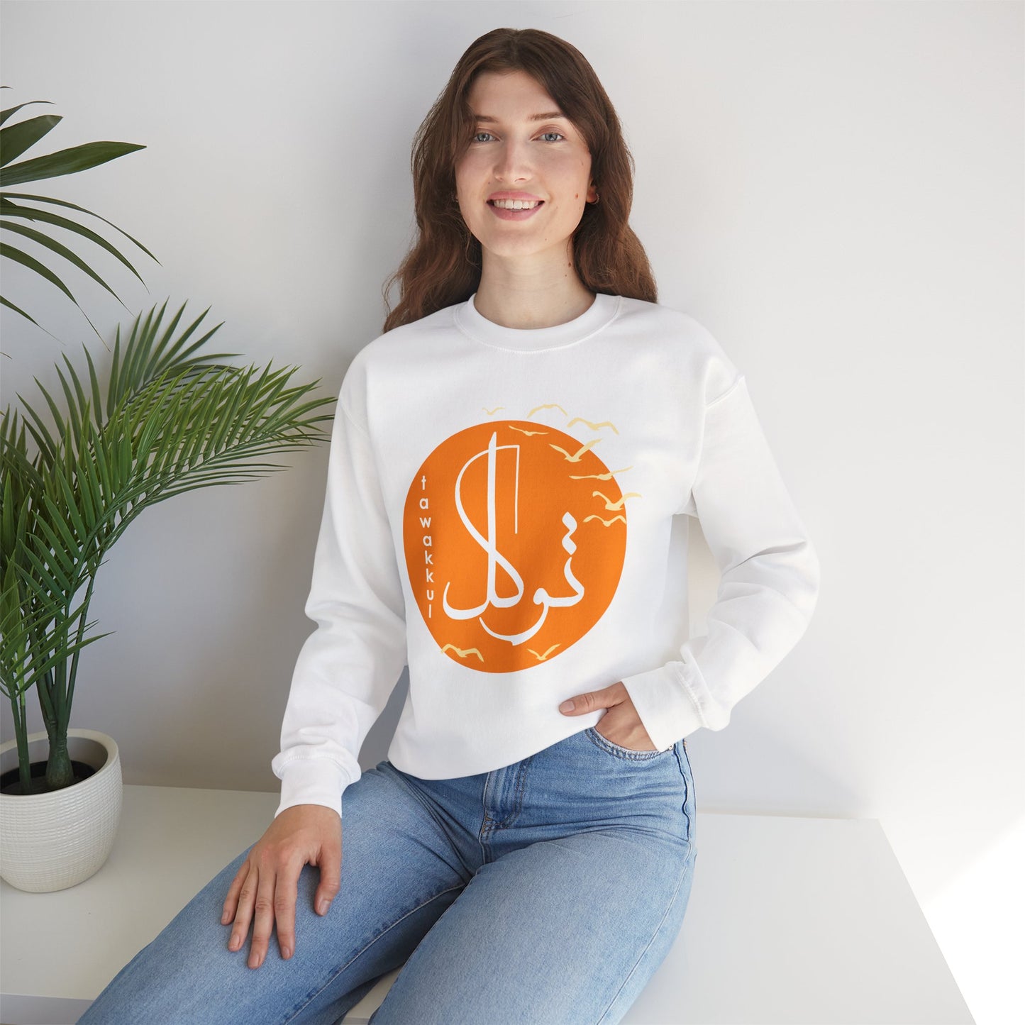 ☀️Divine Trust - "Tawakkul" Sun & Birds Crewneck Sweatshirt