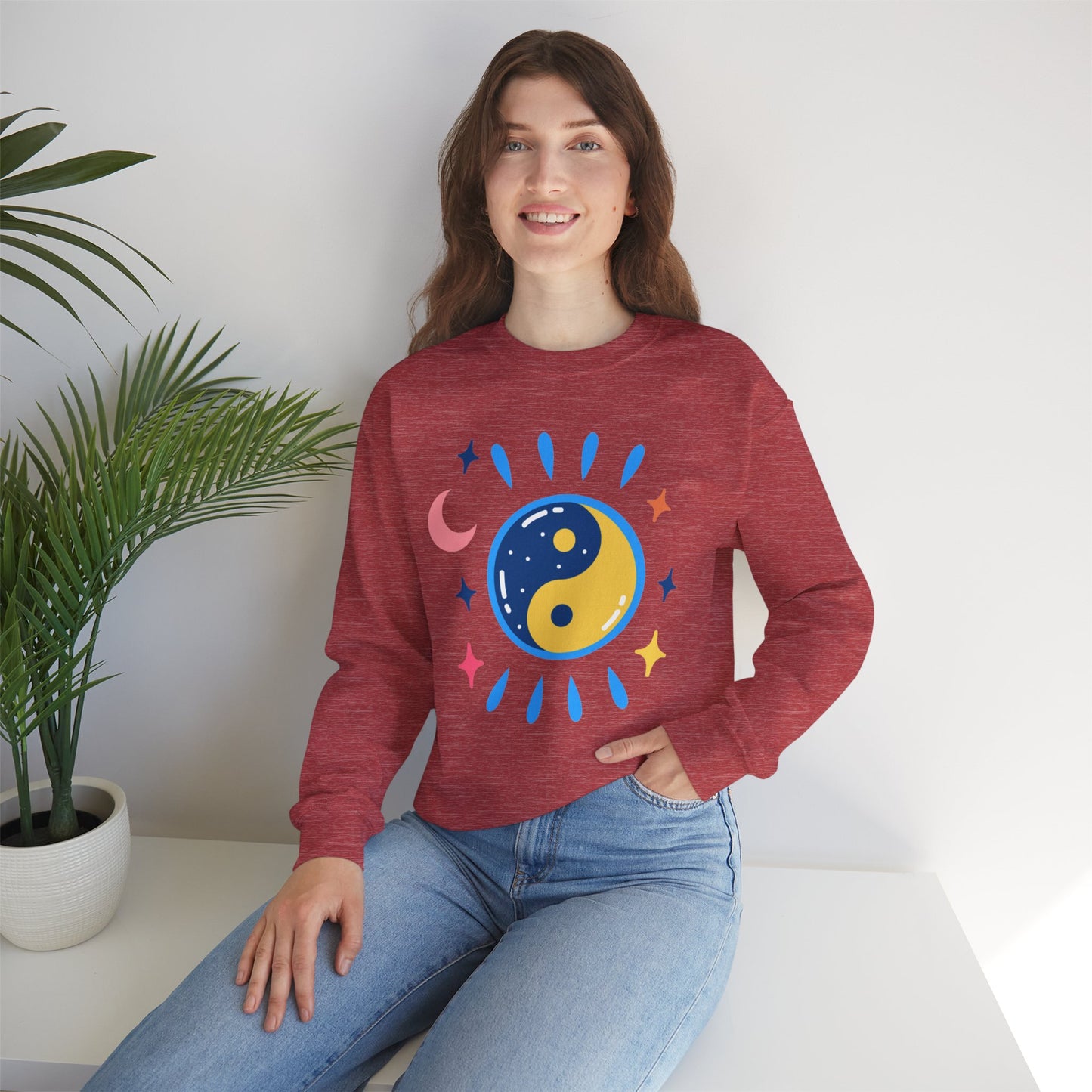 🌗Lunar Balance - Cosmic Flow Crewneck Sweatshirt