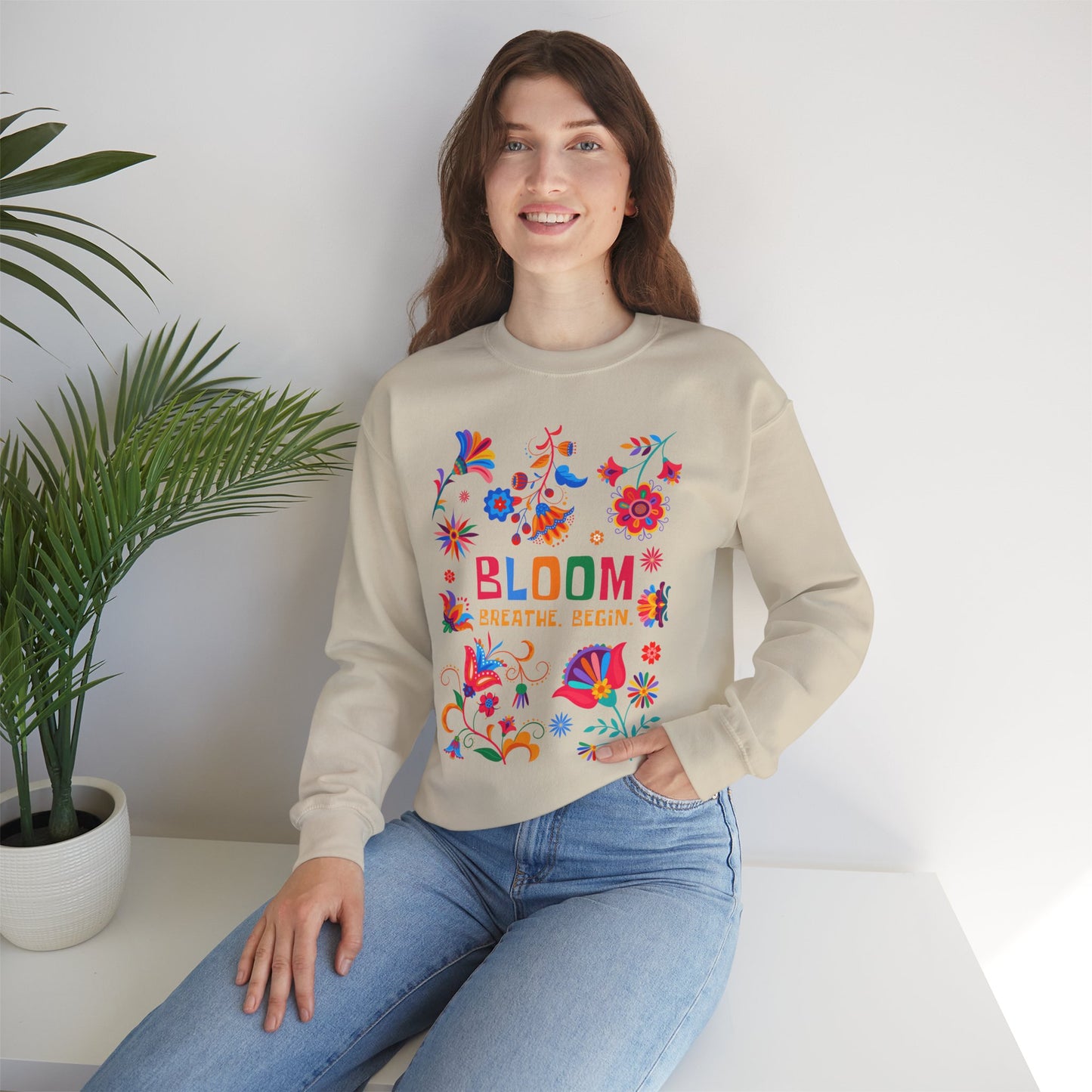 🌺Bloom. Breathe. Begin. Crewneck Sweatshirt