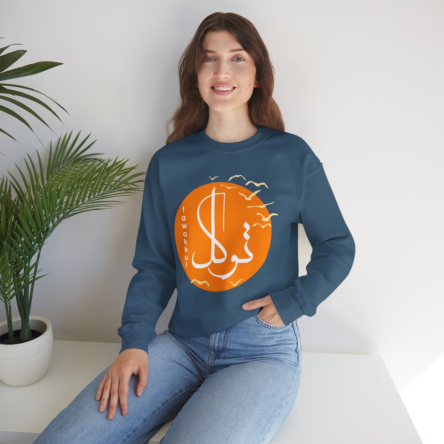☀️Divine Trust - "Tawakkul" Sun & Birds Crewneck Sweatshirt