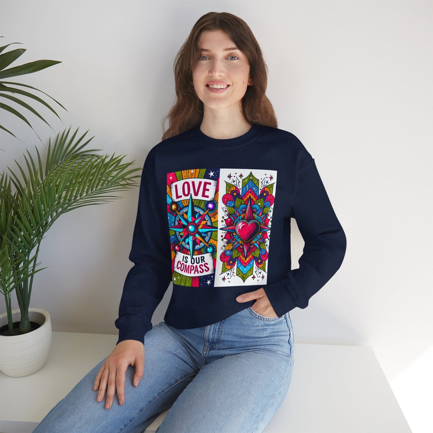 🧭Love Is Our Compass - Guided by the Heart Crewneck Sweatshirt