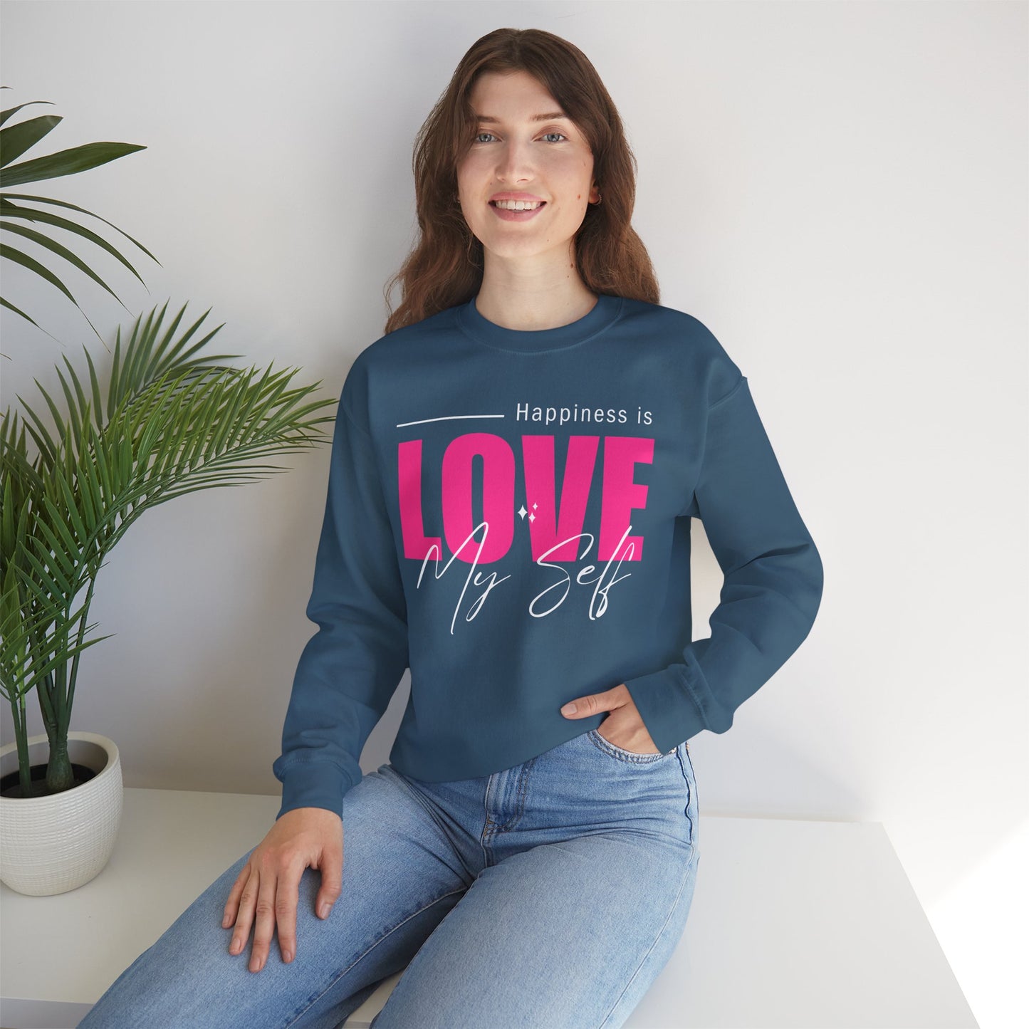💖Happiness Is… Loving Myself - A Crewneck Sweatshirt for Self-Love Days