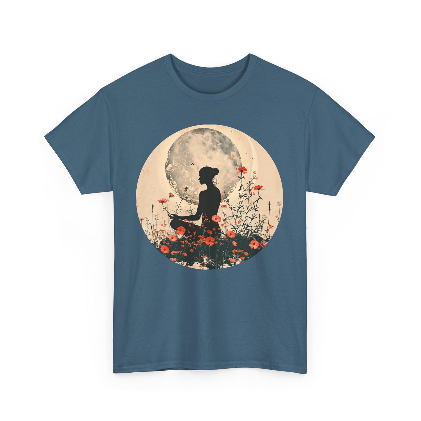π"Moonflower Muse" Heavy Cotton Tee - Where Stillness Blooms